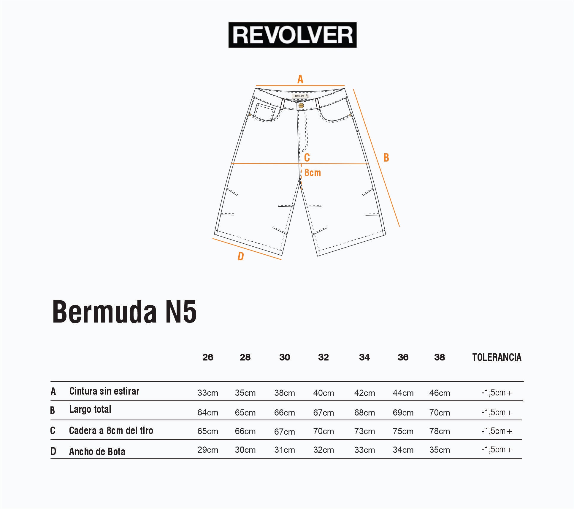 Guía de Talles - Bermuda N5 Denim Azul