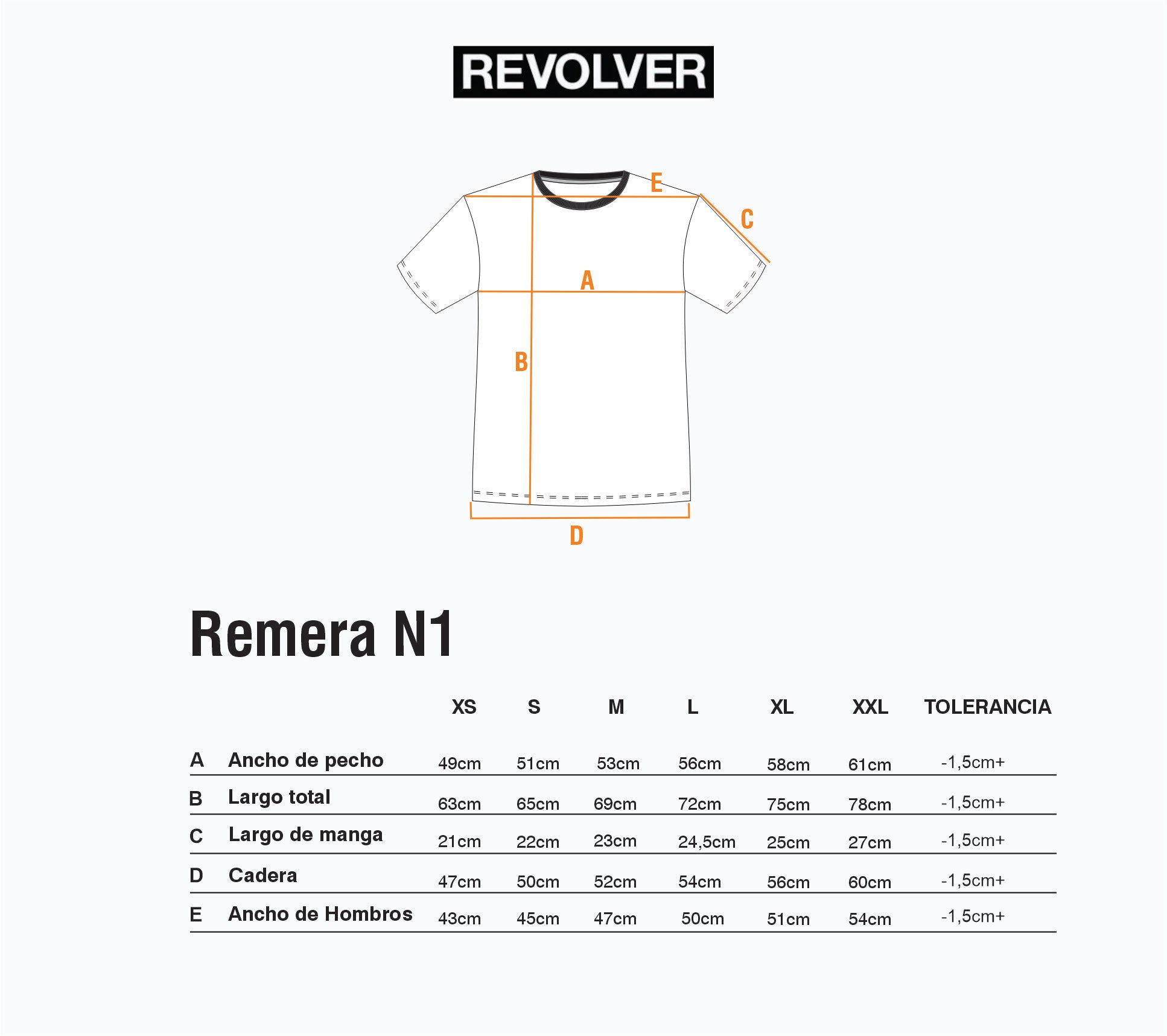 Guía de Talles - Remera N1 Negro