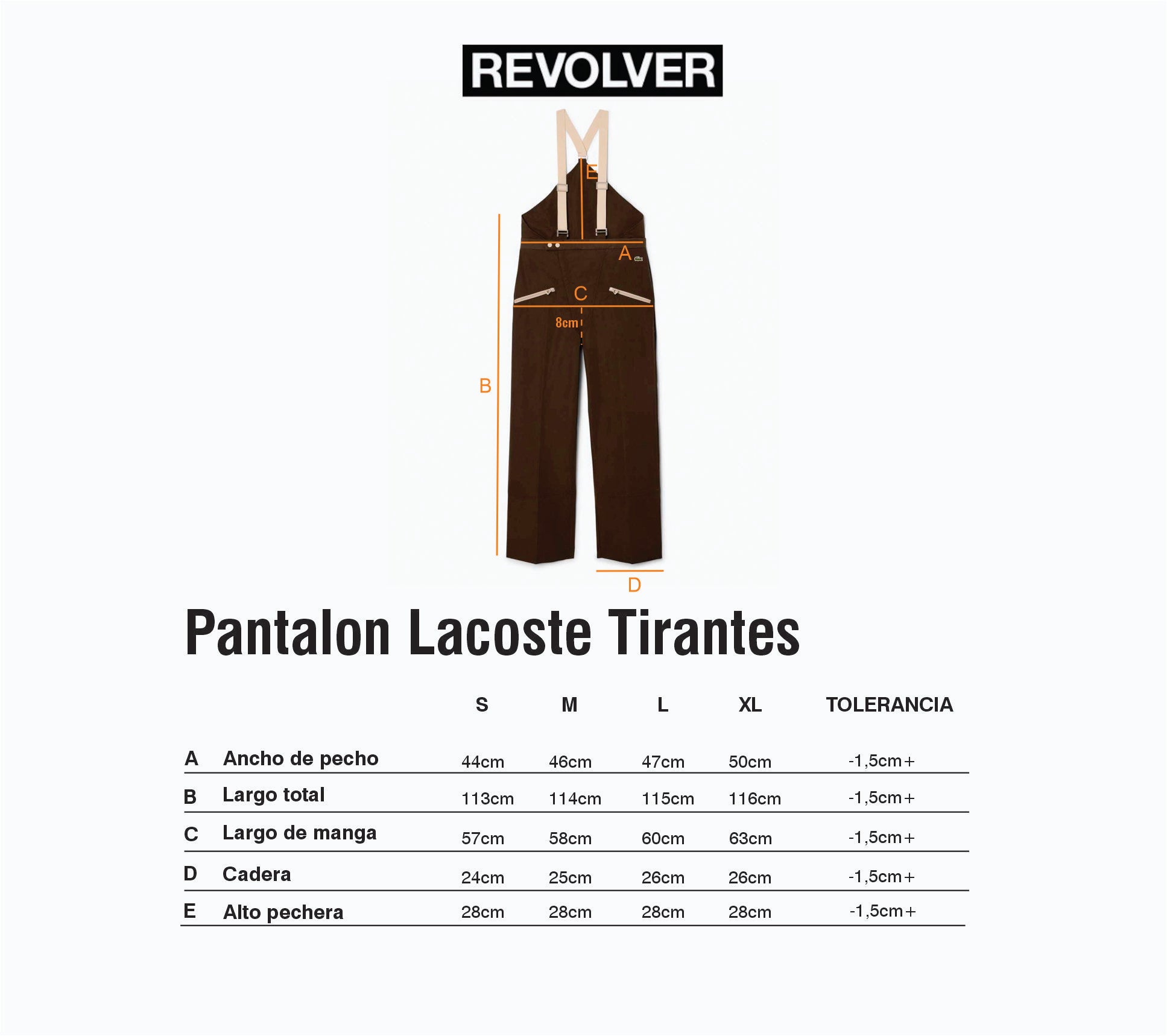 Guía de Talles - Pantalón Tirantes Lacoste