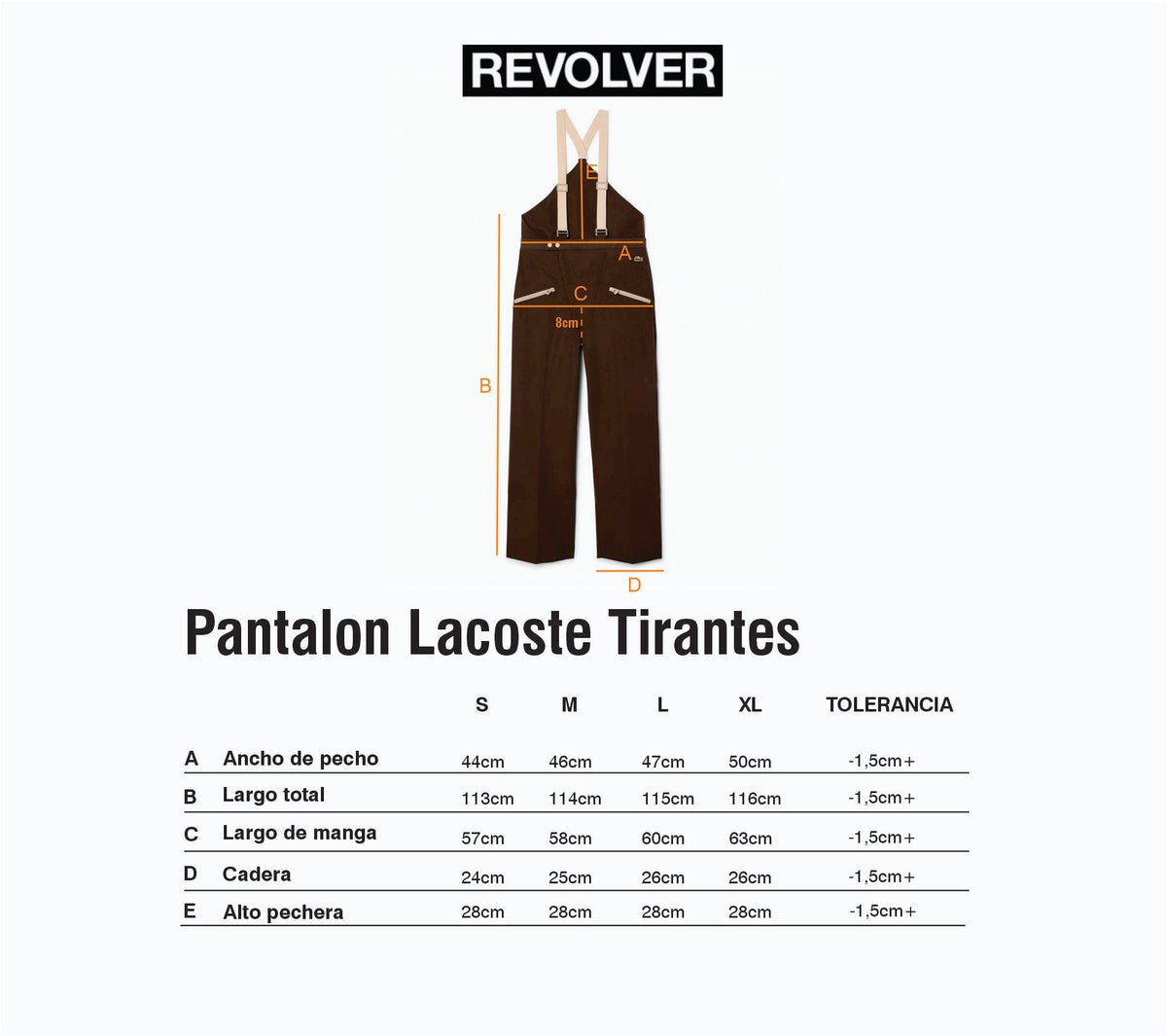 Guía de Talles - Pantalón Tirantes Lacoste