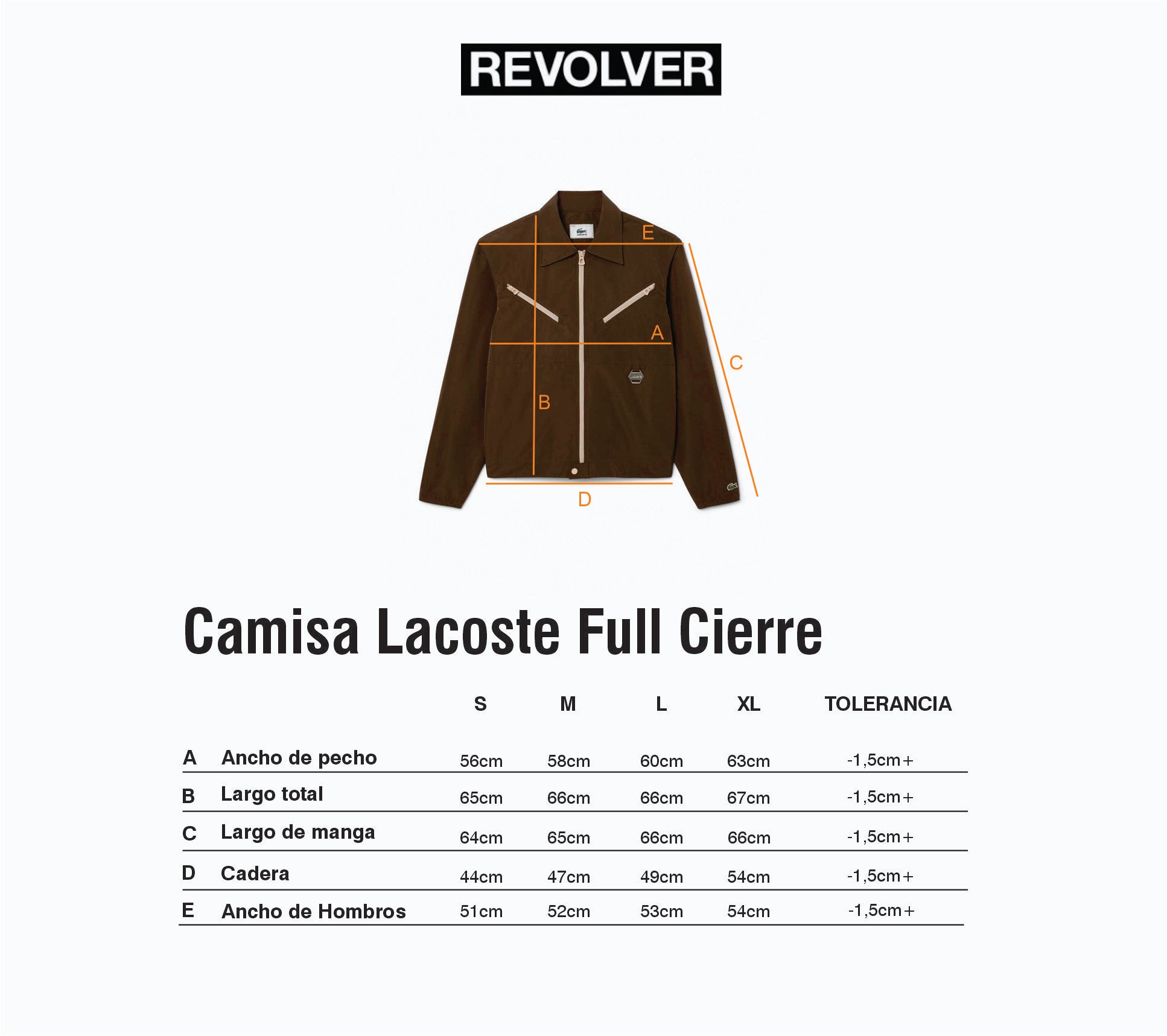 Guía de Talles - Camisa Full Cierre Lacoste