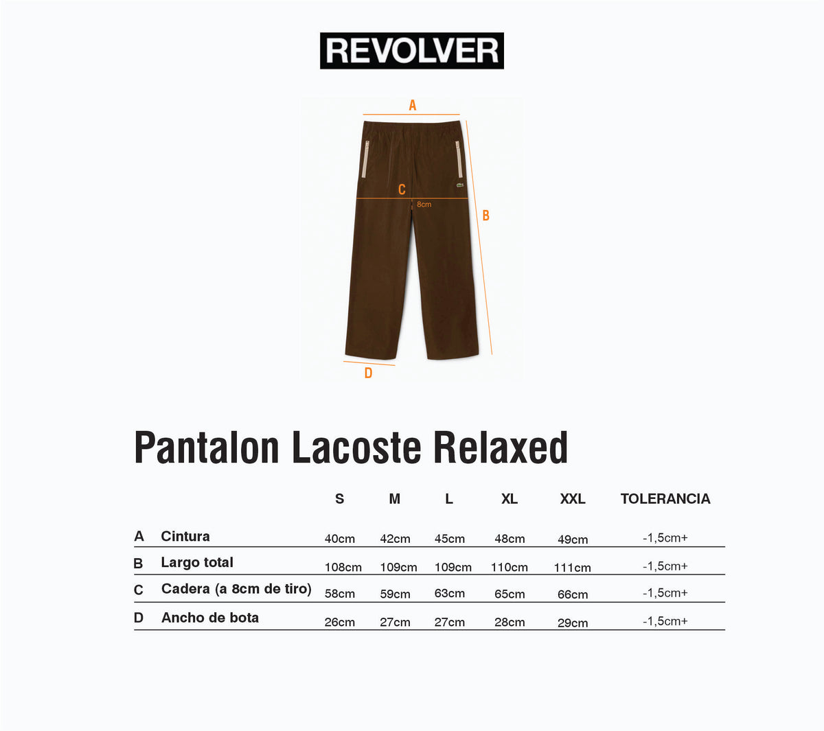 Guía de Talles - Pantalón Relaxed Navy Lacoste
