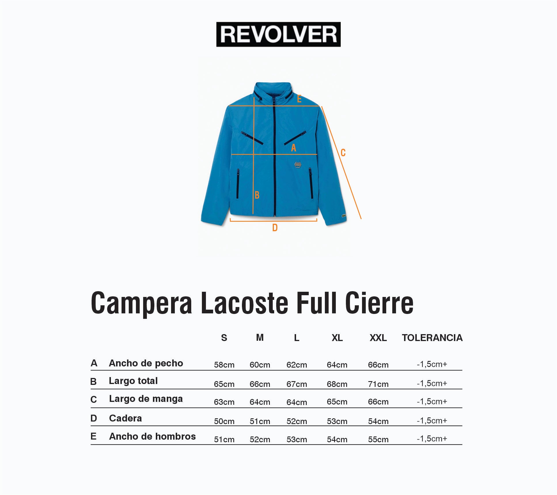 Guía de Talles - Campera Full Cierre Lacoste