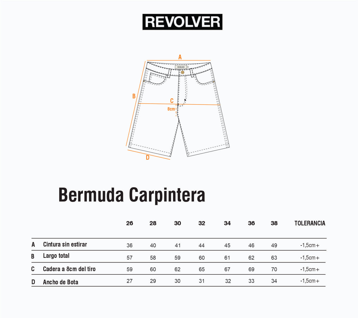 Guía de Talles - Bermuda Carpintera Negro