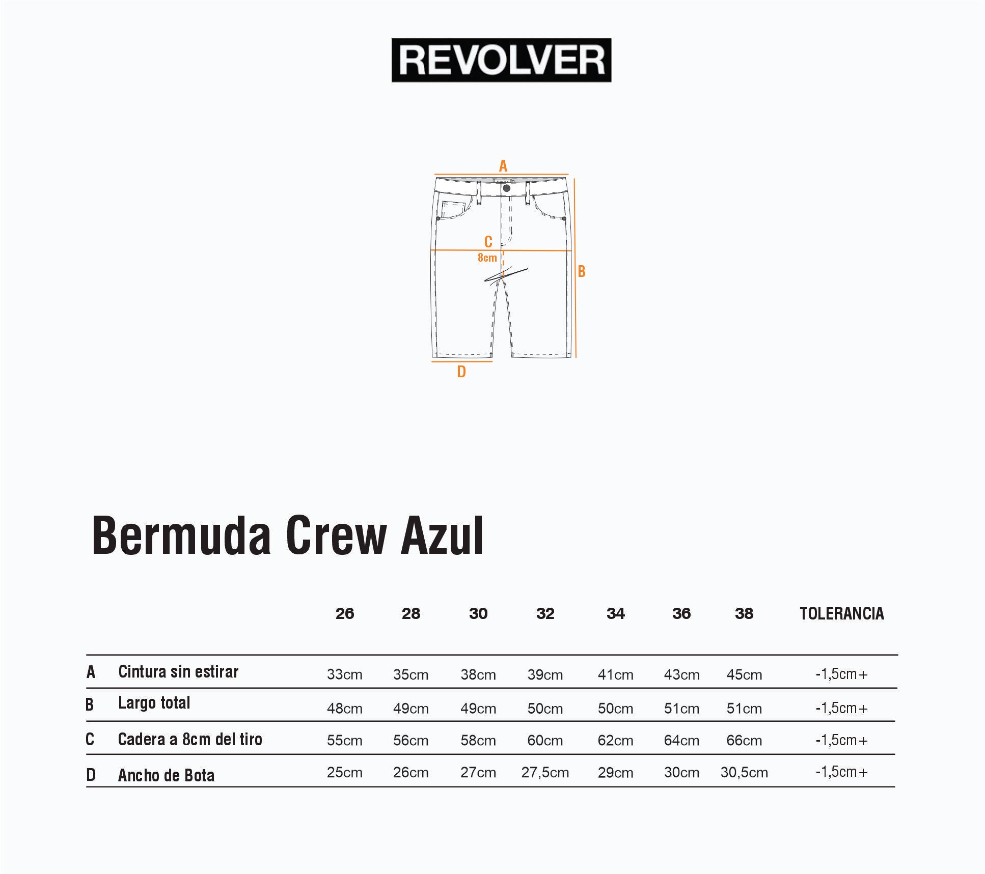 Guía de Talles - Bermuda Crew Denim Azul