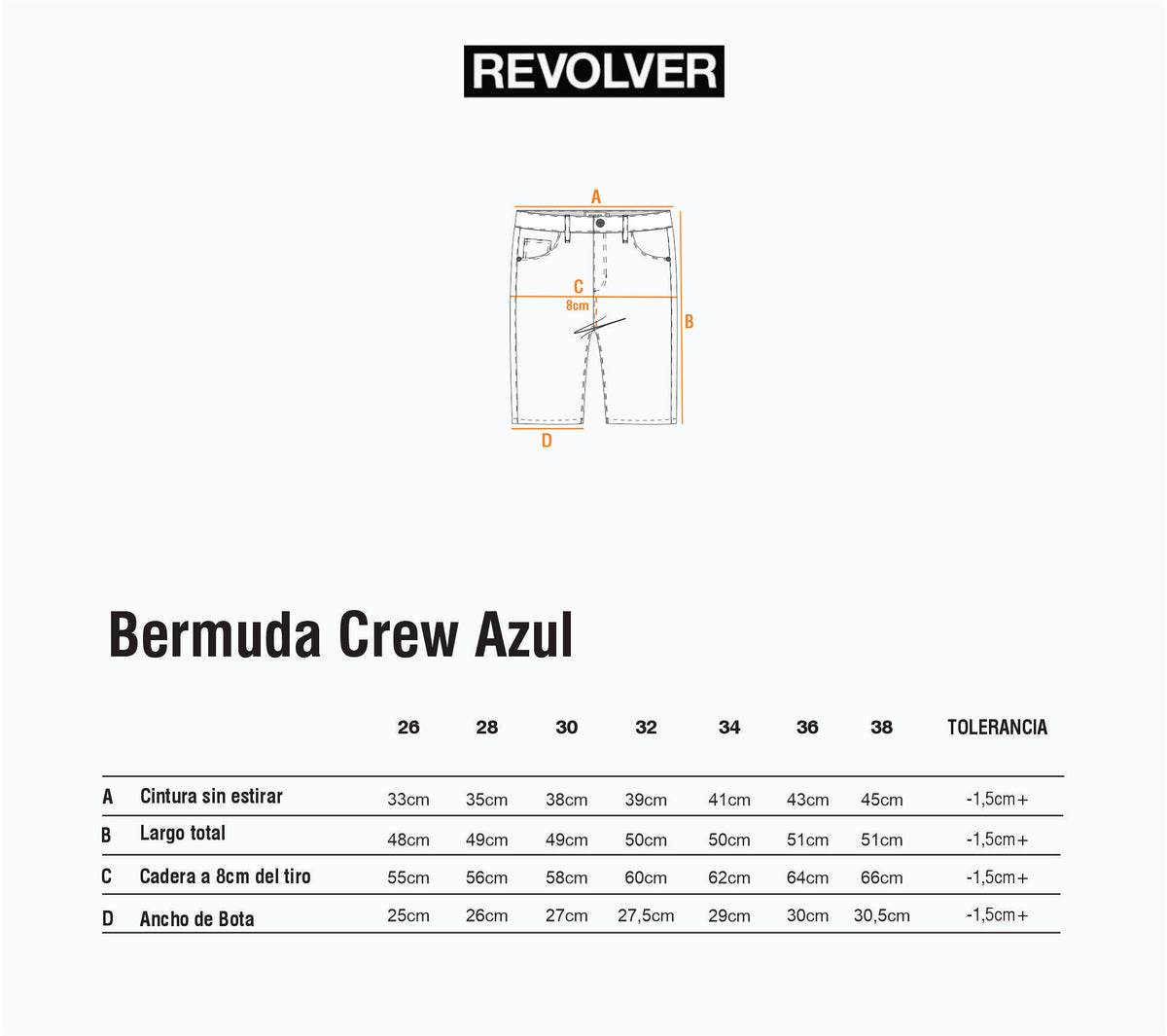 Guía de Talles - Bermuda Crew Denim Azul