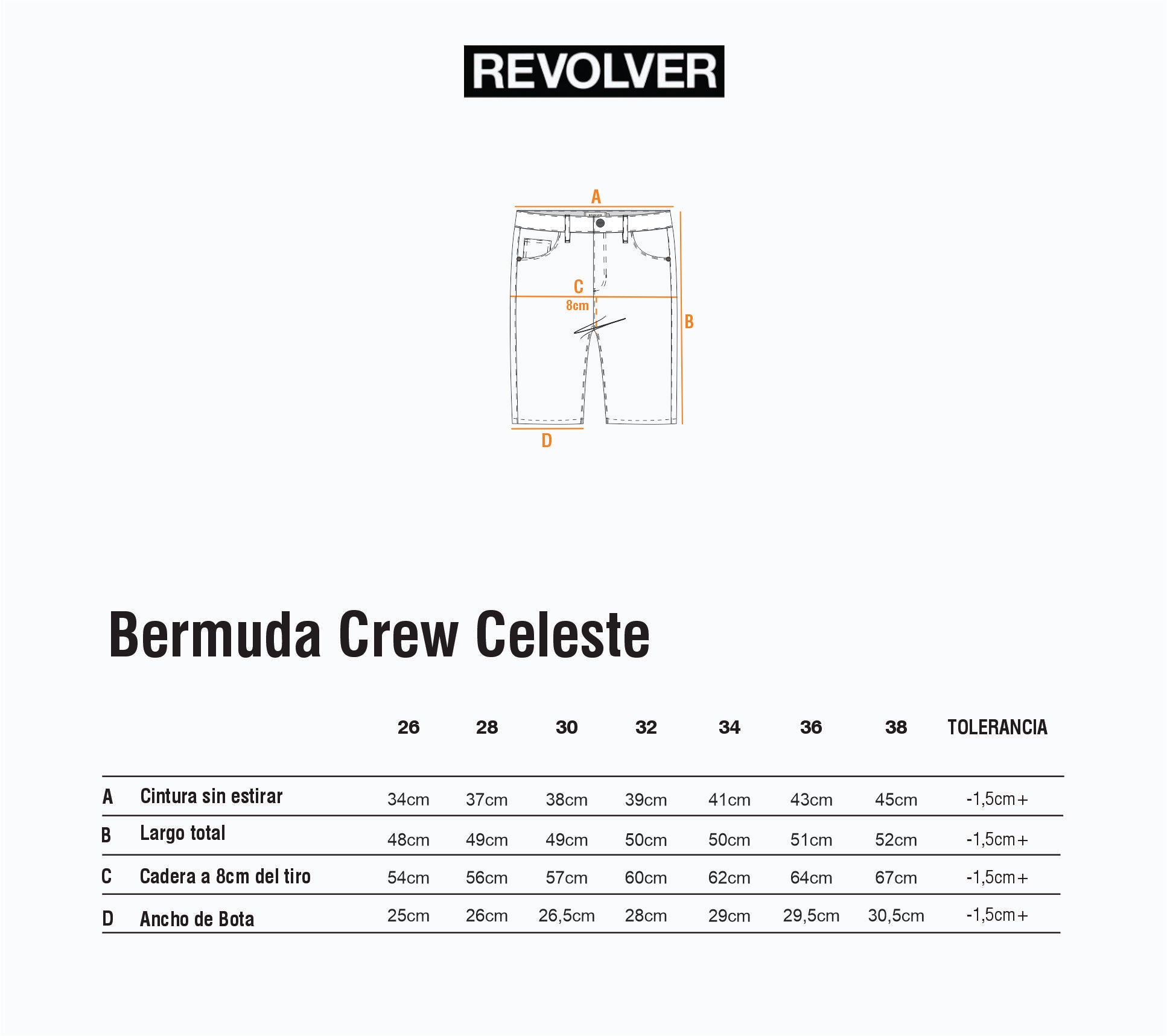 Guía de Talles - Bermuda Crew Denim Celeste