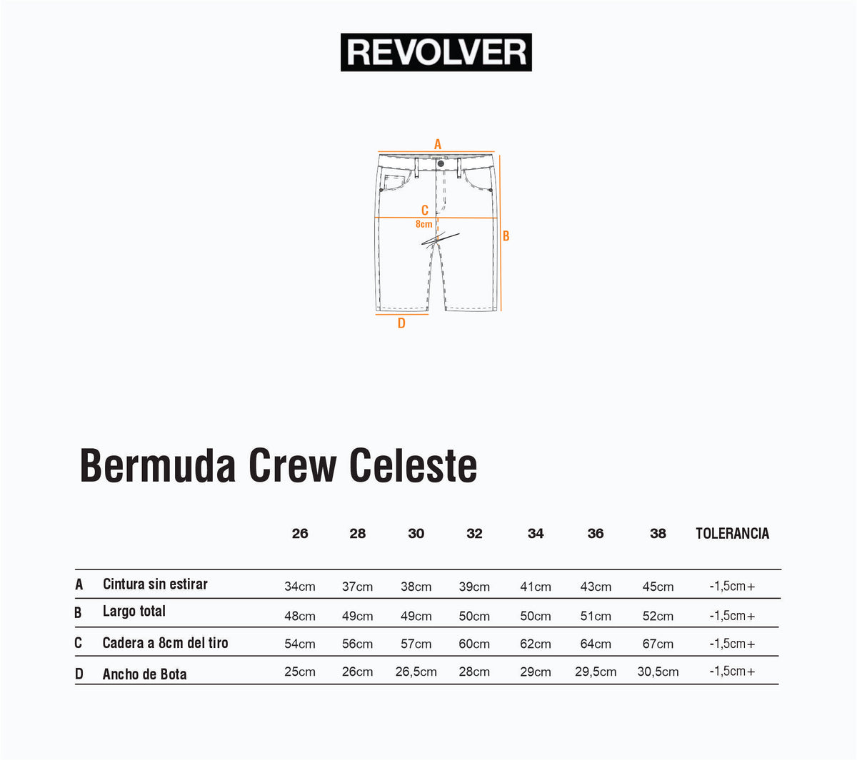 Guía de Talles - Bermuda Crew Denim Celeste