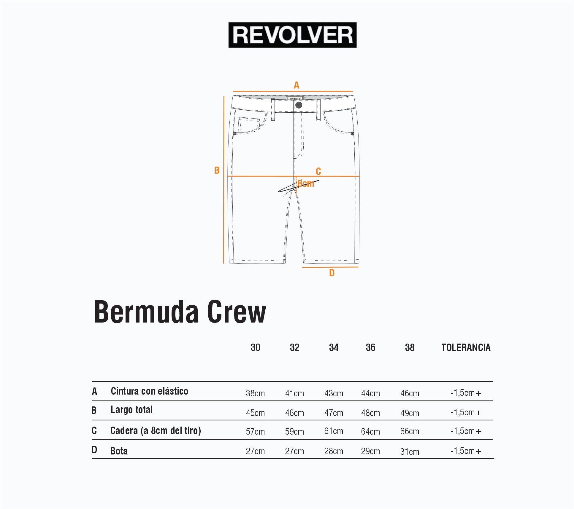 Guía de Talles - Bermuda Crew Denim Negro