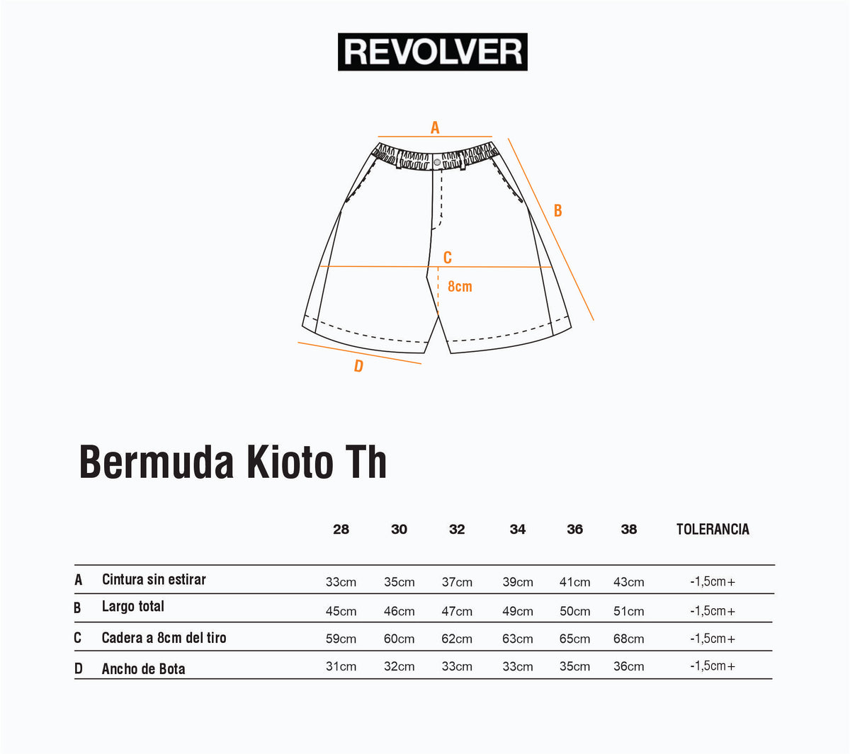 Guía de Talles - Bermuda Kioto TH Negro