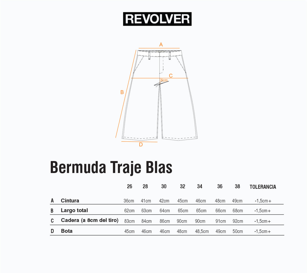 Guía de Talles - Bermuda Traje Blas Gris