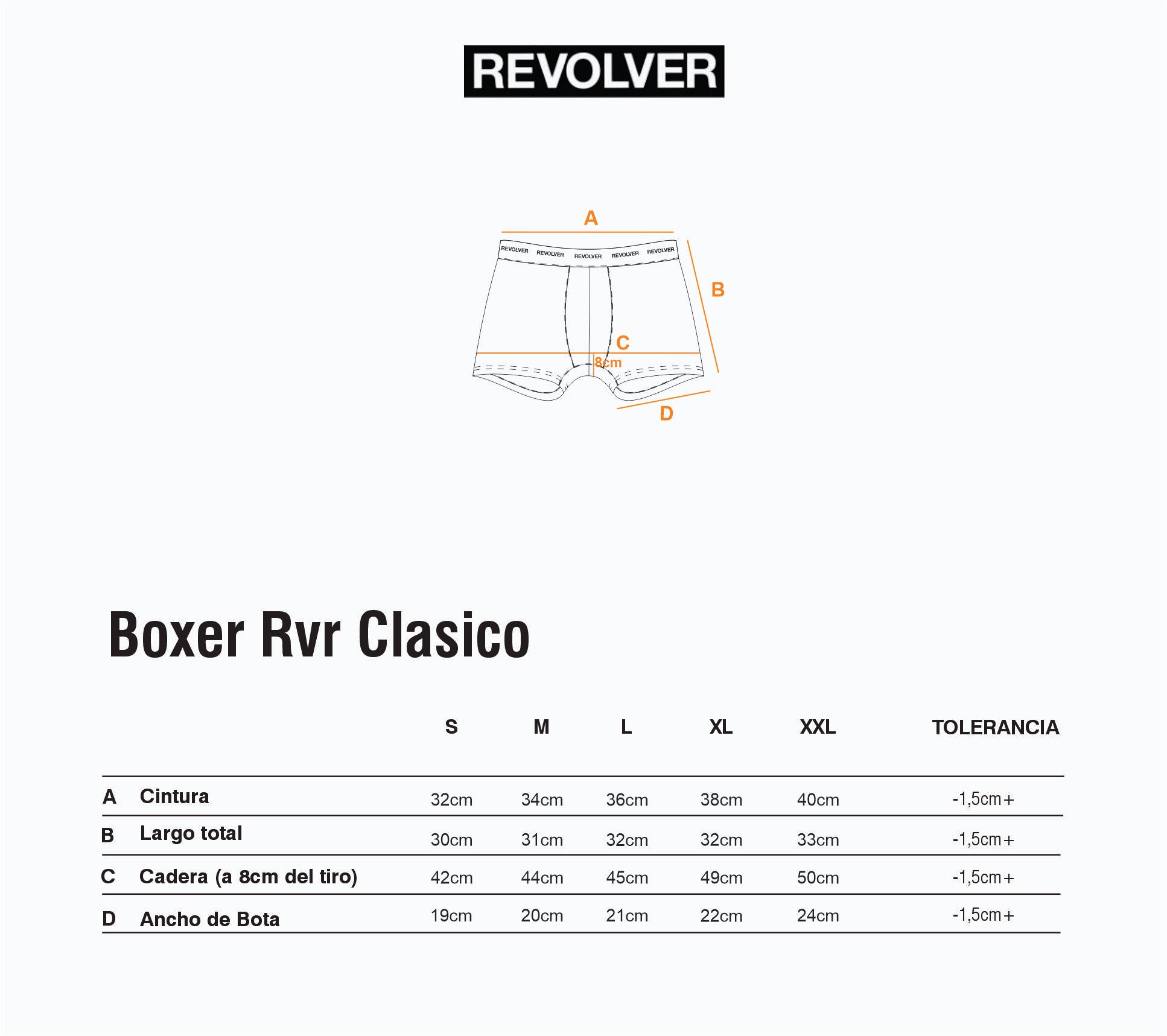 Guía de Talles - Bóxer RVR Clásico Negro