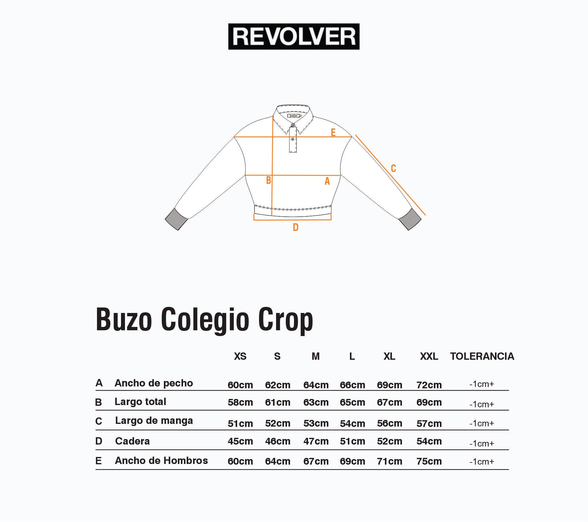 Guía de Talles - Buzo Colegio Crop Negro