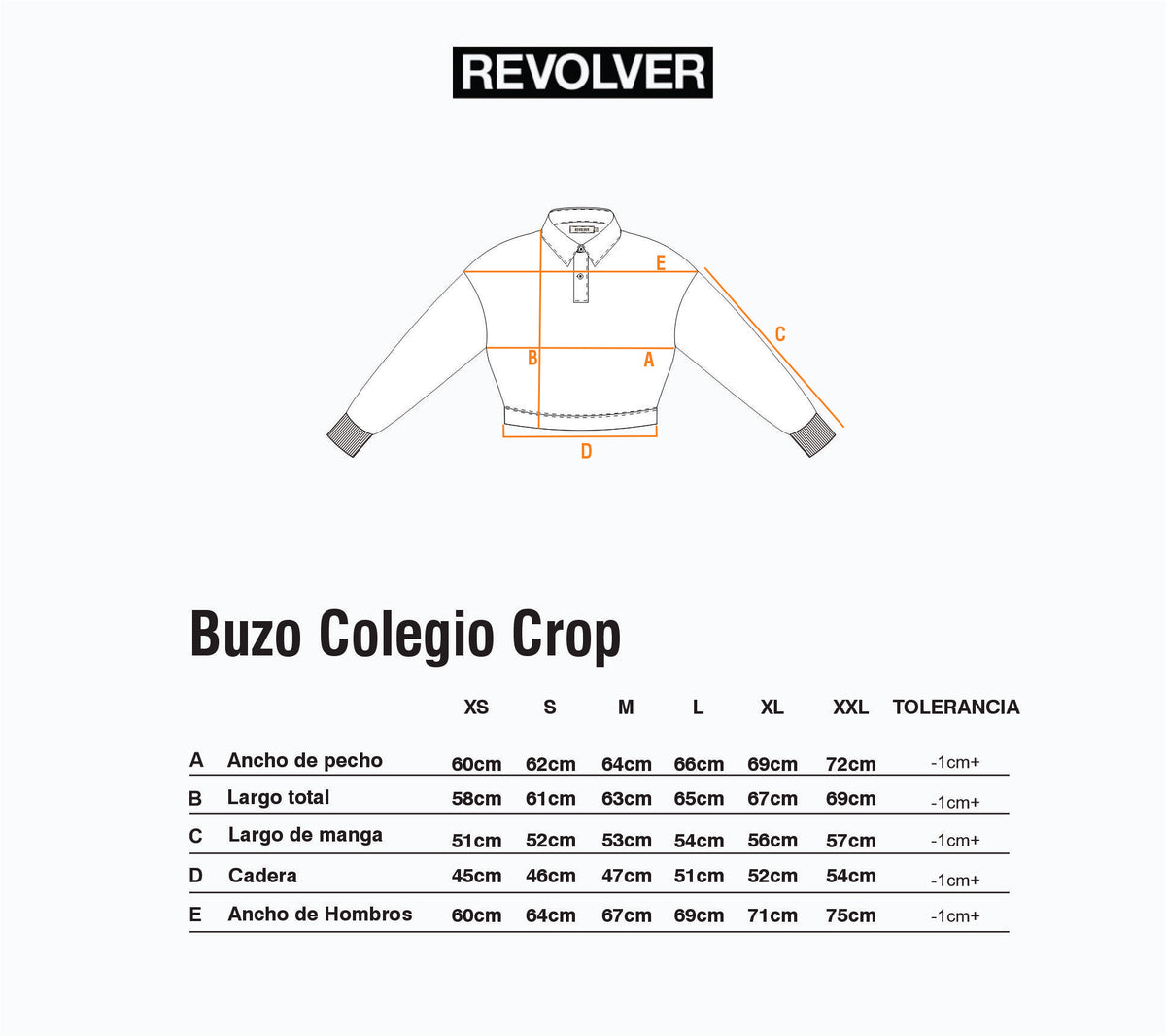 Guía de Talles - Buzo Colegio Crop Negro