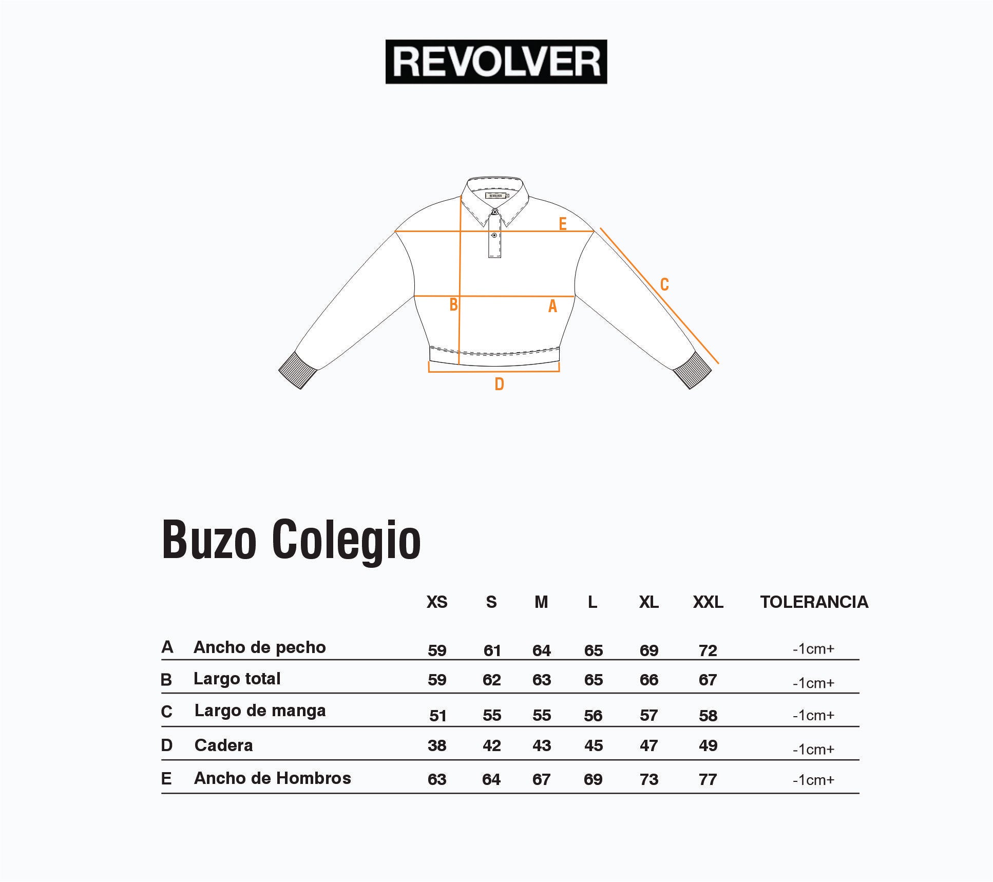 Guía de Talles - Buzo Colegio Crop Azul