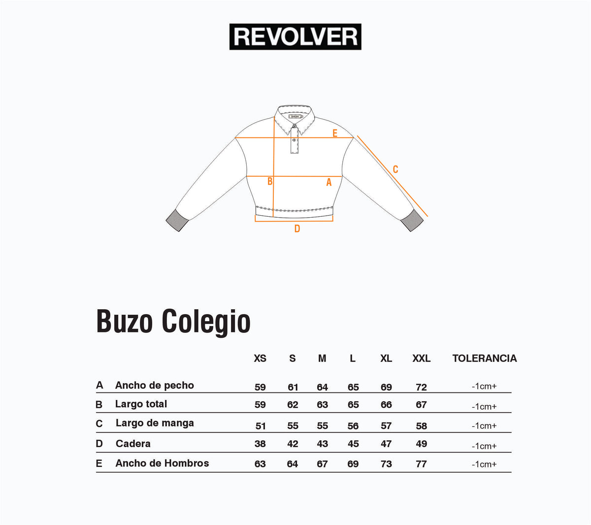 Guía de Talles - Buzo Colegio Crop Azul