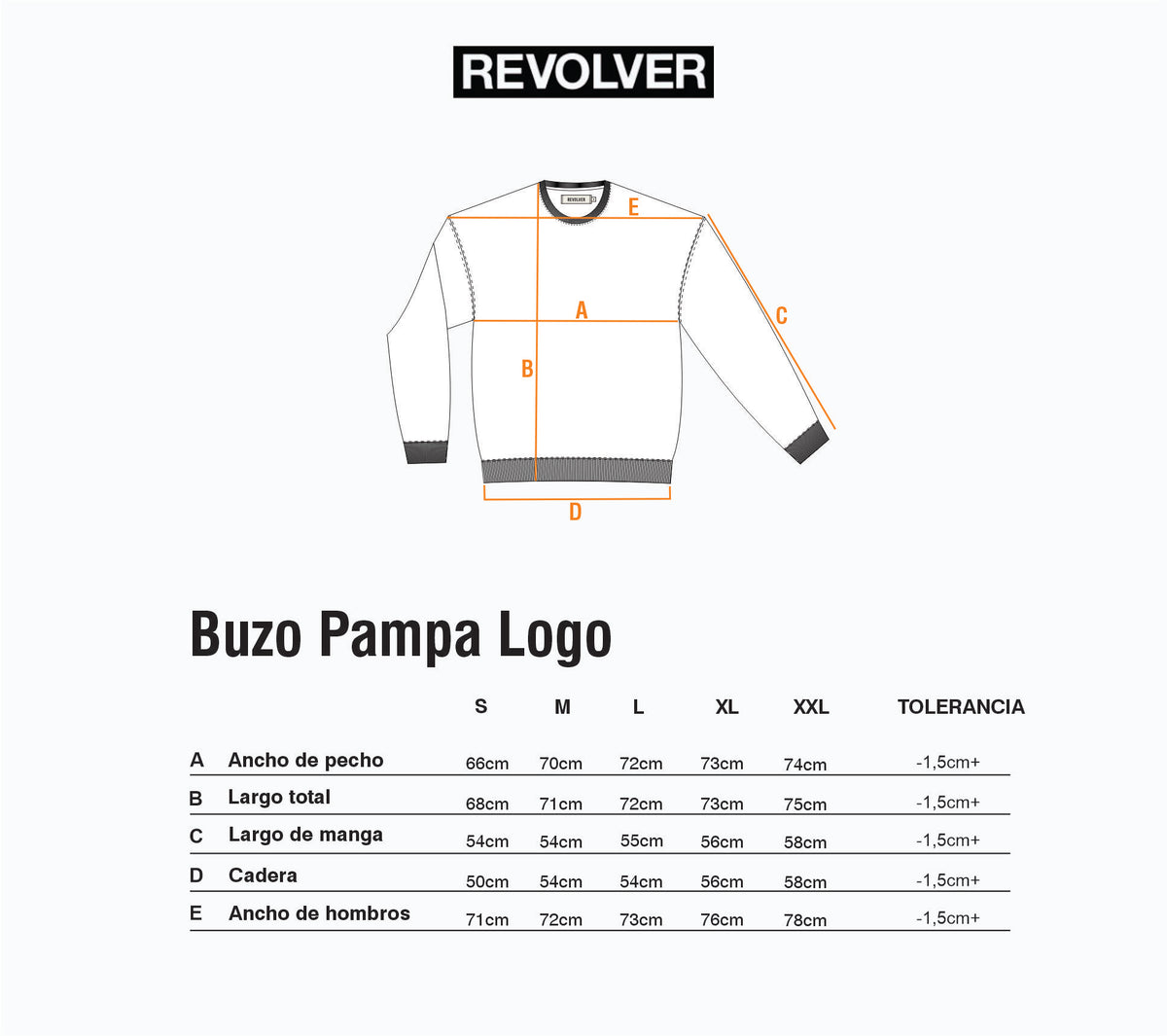 Guía de Talles - Buzo Pampa Logo Azul