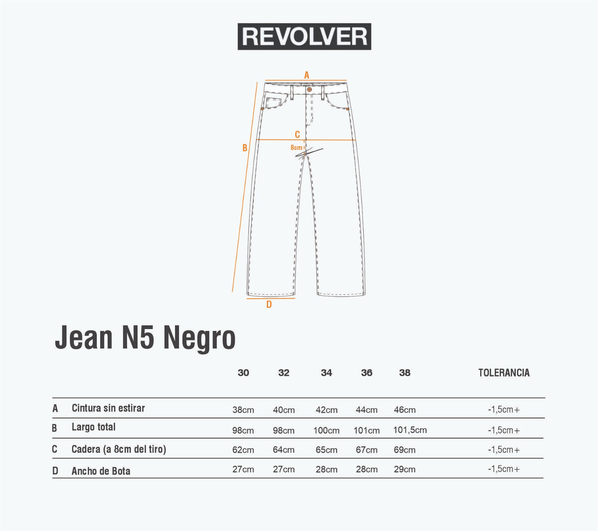 Guía de Talles - Jean N5 Negro