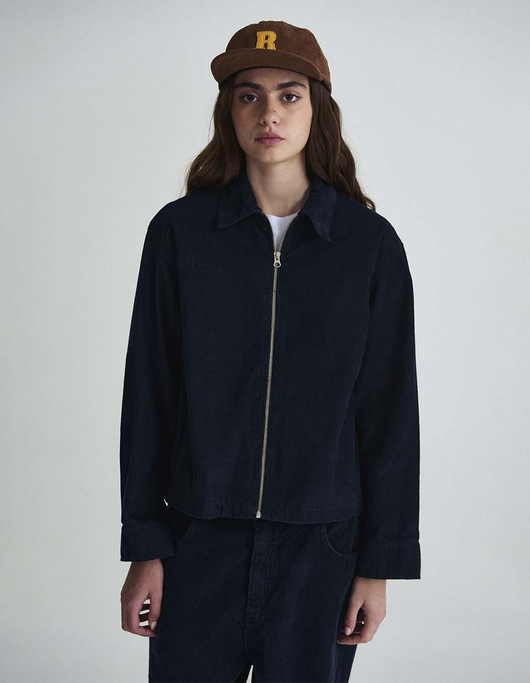 Campera Crop Corderoy Azul