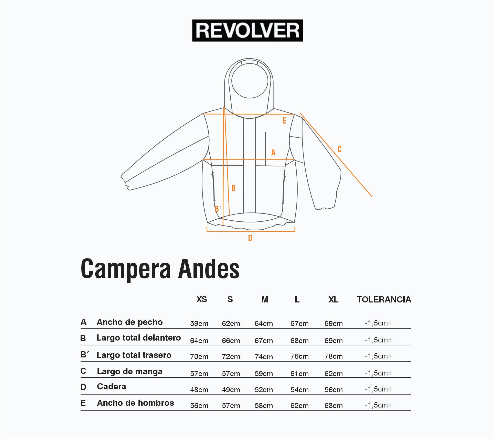 Guía de Talles - Campera Andes Marrón
