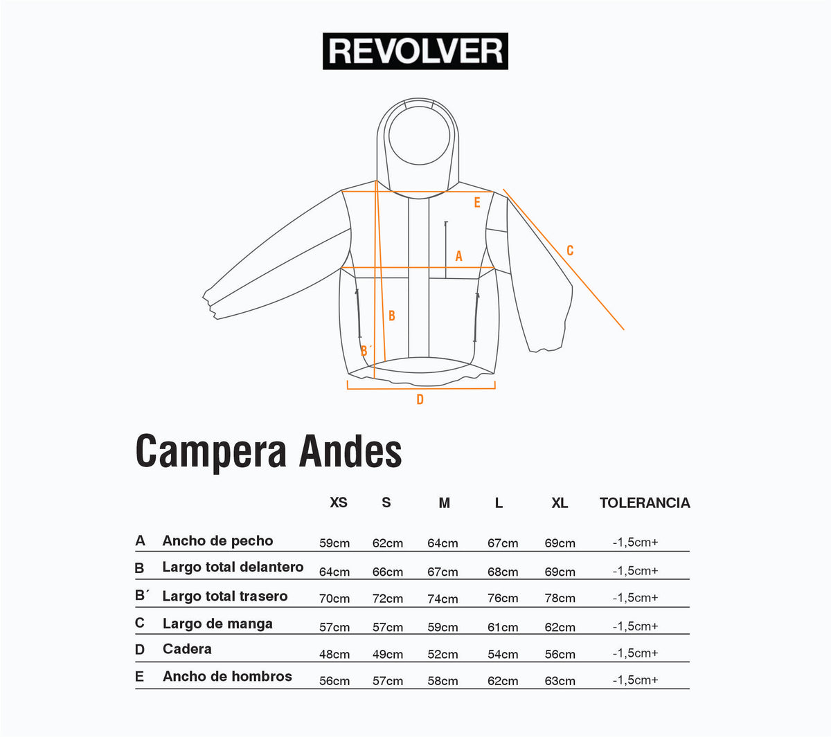 Guía de Talles - Campera Andes Negro