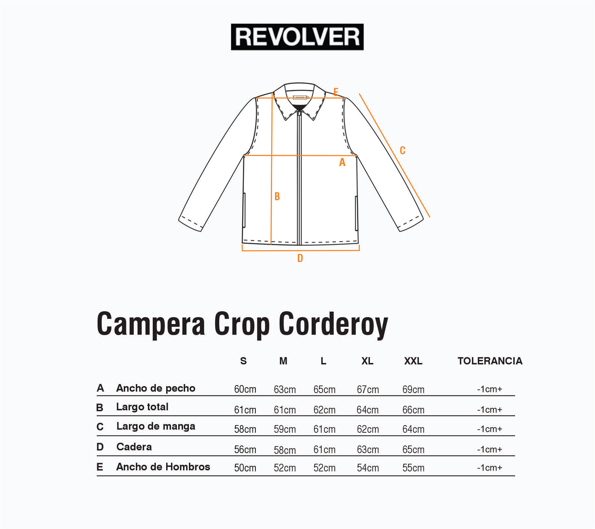 Guía de Talles - Campera Crop Corderoy Azul
