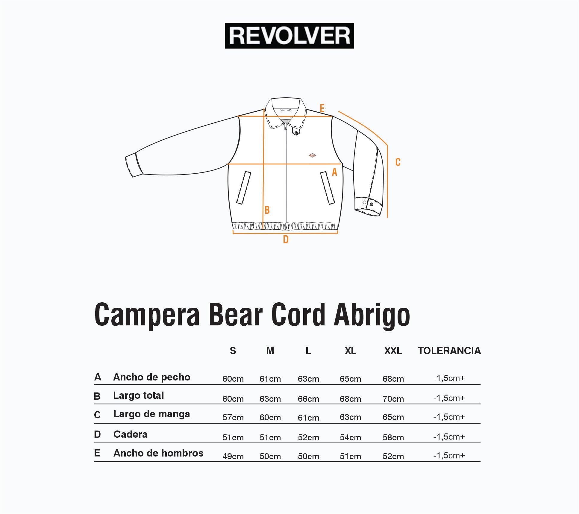 Guía de Talles - Campera Bear Cord Abrigo Marrón