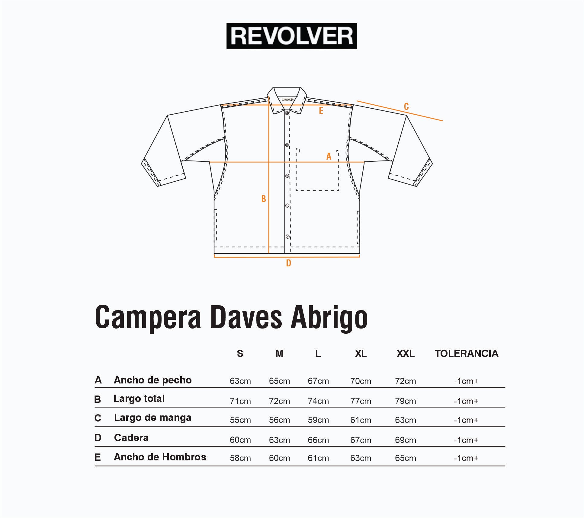 Guía de Talles - Campera Daves Abrigo Negro