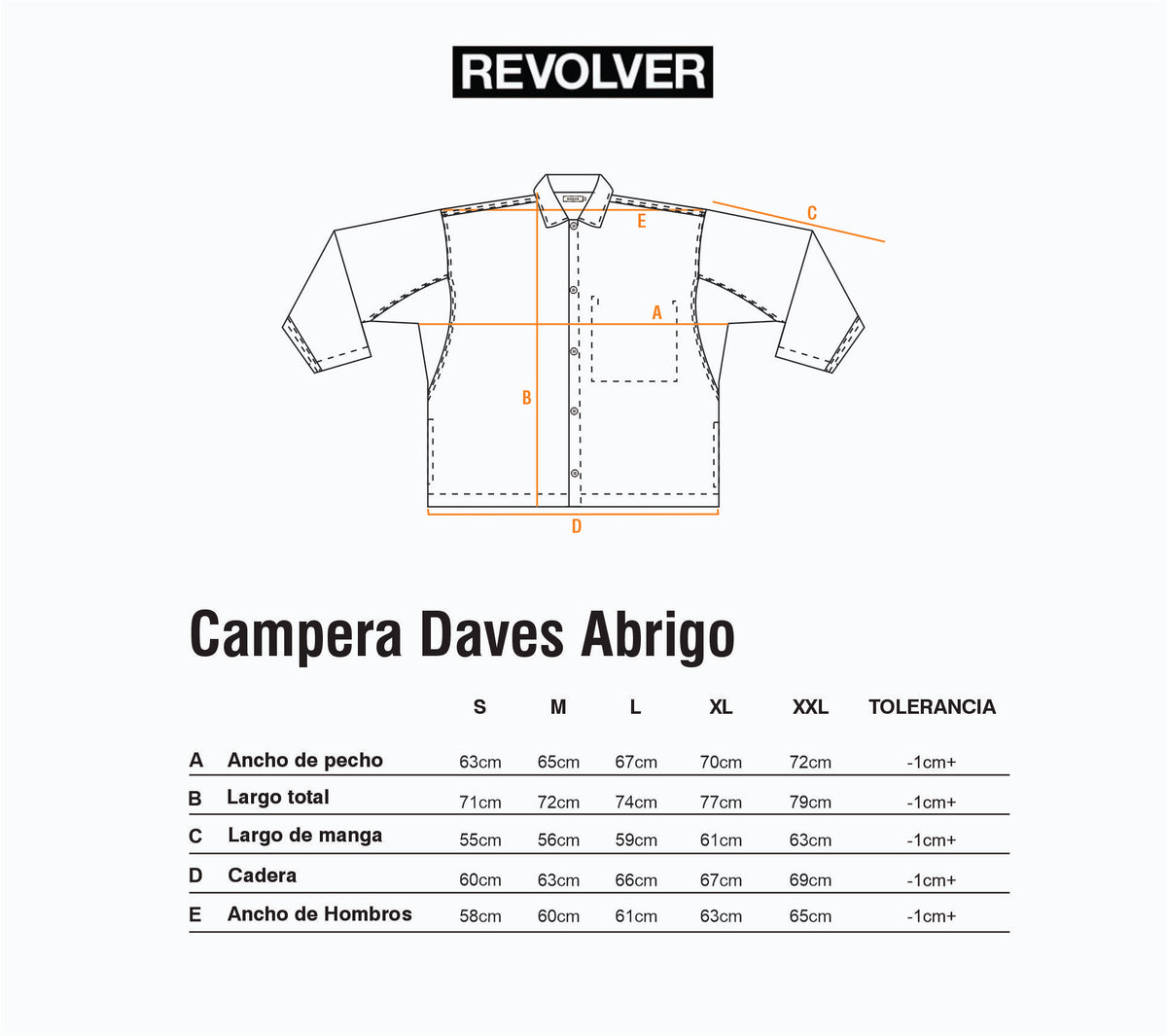 Guía de Talles - Campera Daves Abrigo Negro