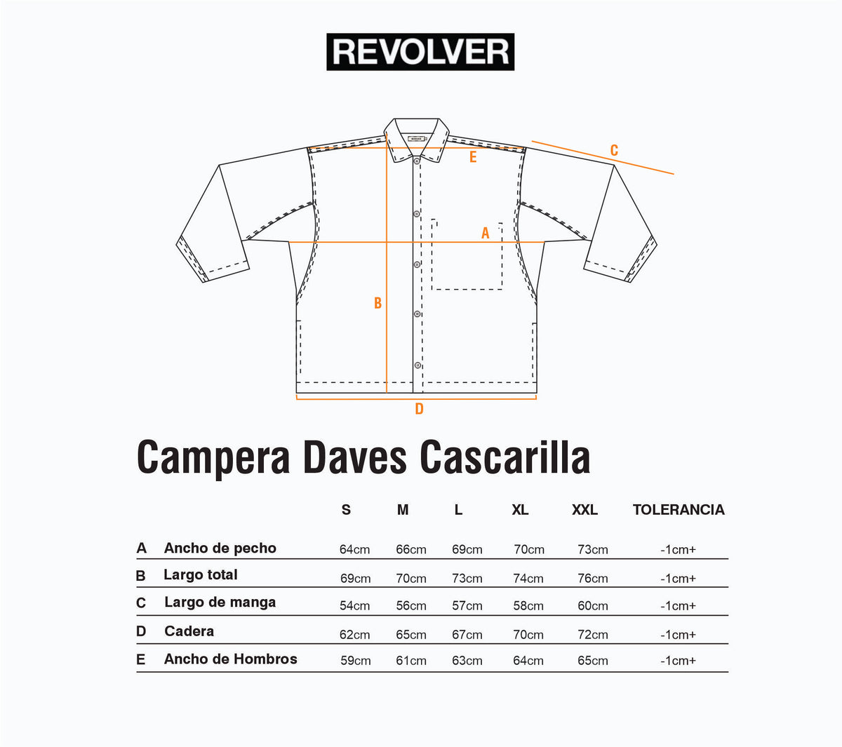 Guía de Talles - Campera Daves Crudo