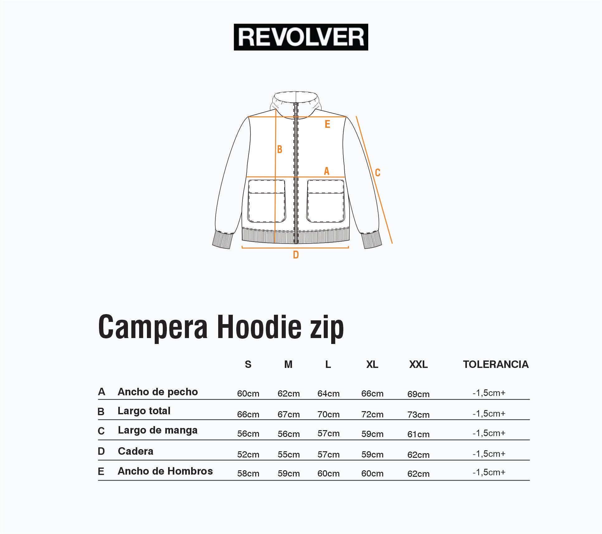 Guía de Talles - Campera Hoodie Zip Marrón
