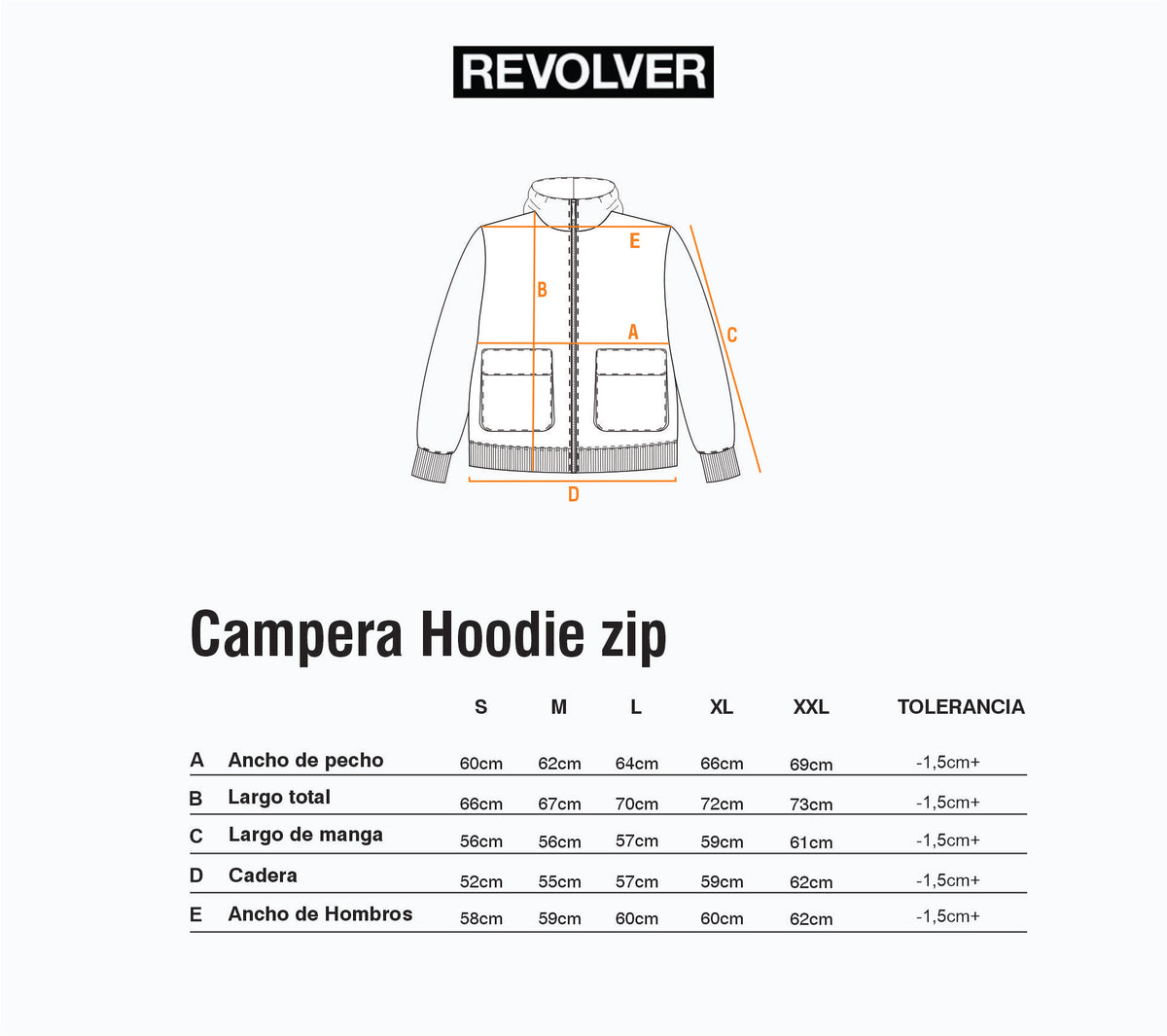 Guía de Talles - Campera Hoodie Zip Marrón