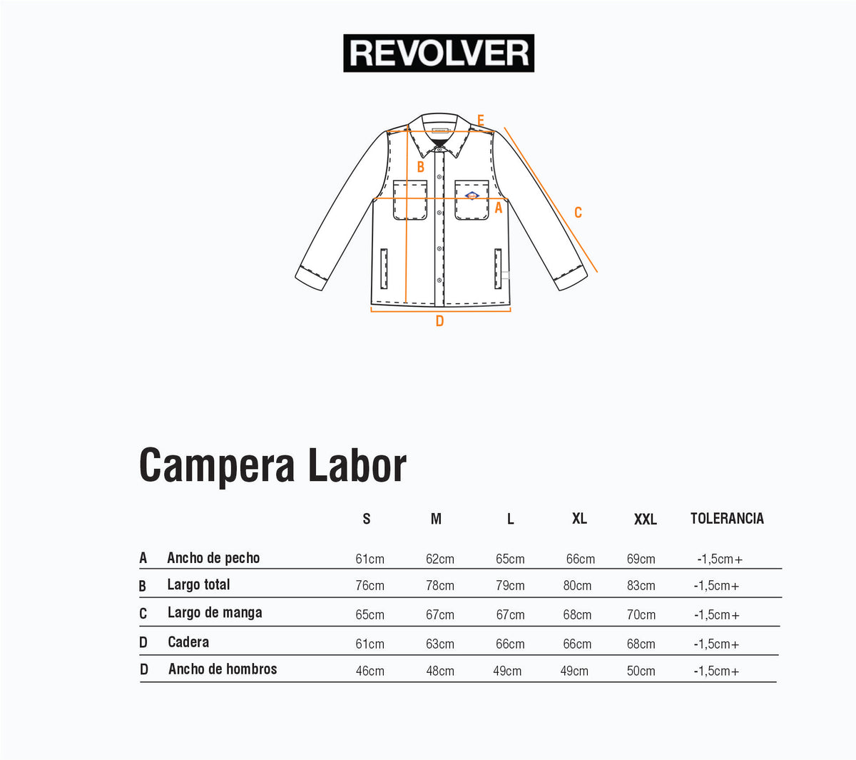 Guía de Talles - Campera Labor Azul