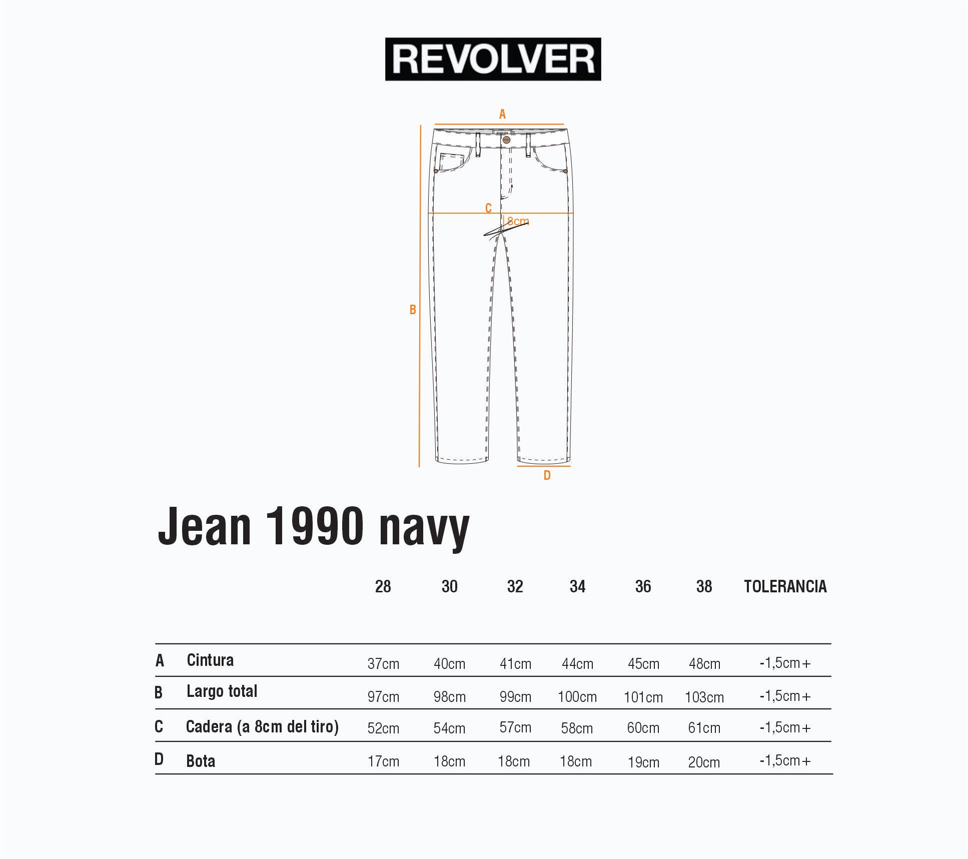 Guía de Talles - Jean 1990 Denim Navy