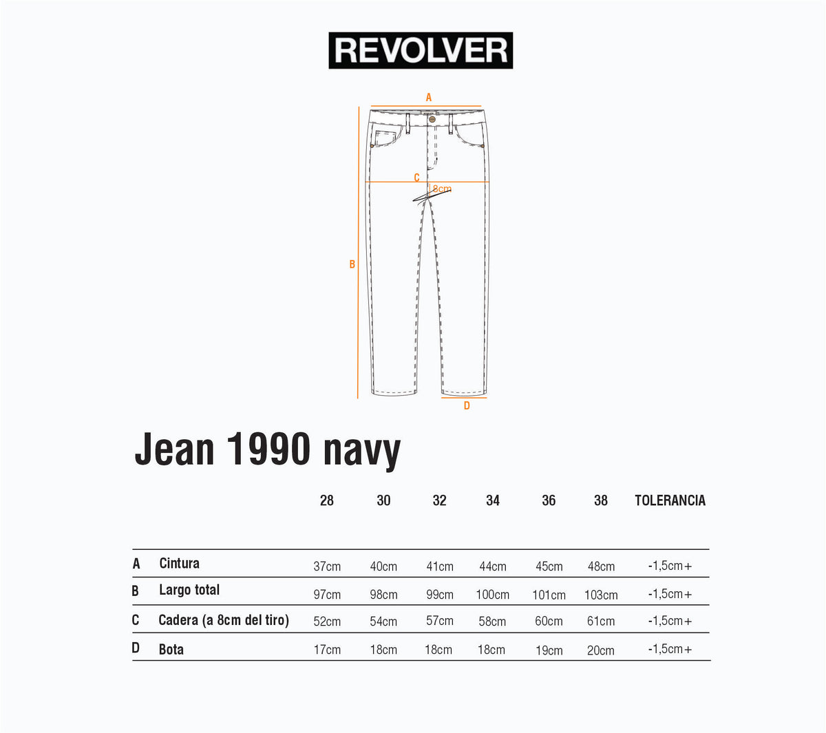Guía de Talles - Jean 1990 Denim Navy