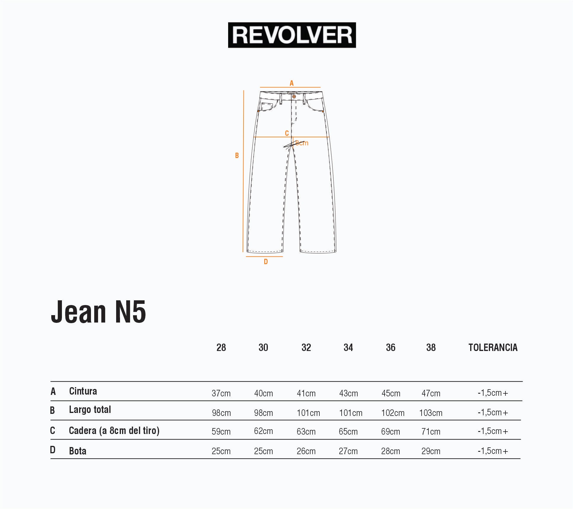 Guía de Talles - Jean N5 Marrón
