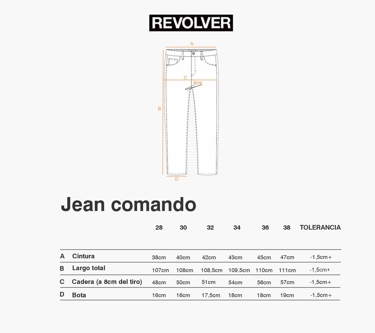 Guía de Talles - Jean Comando Azul
