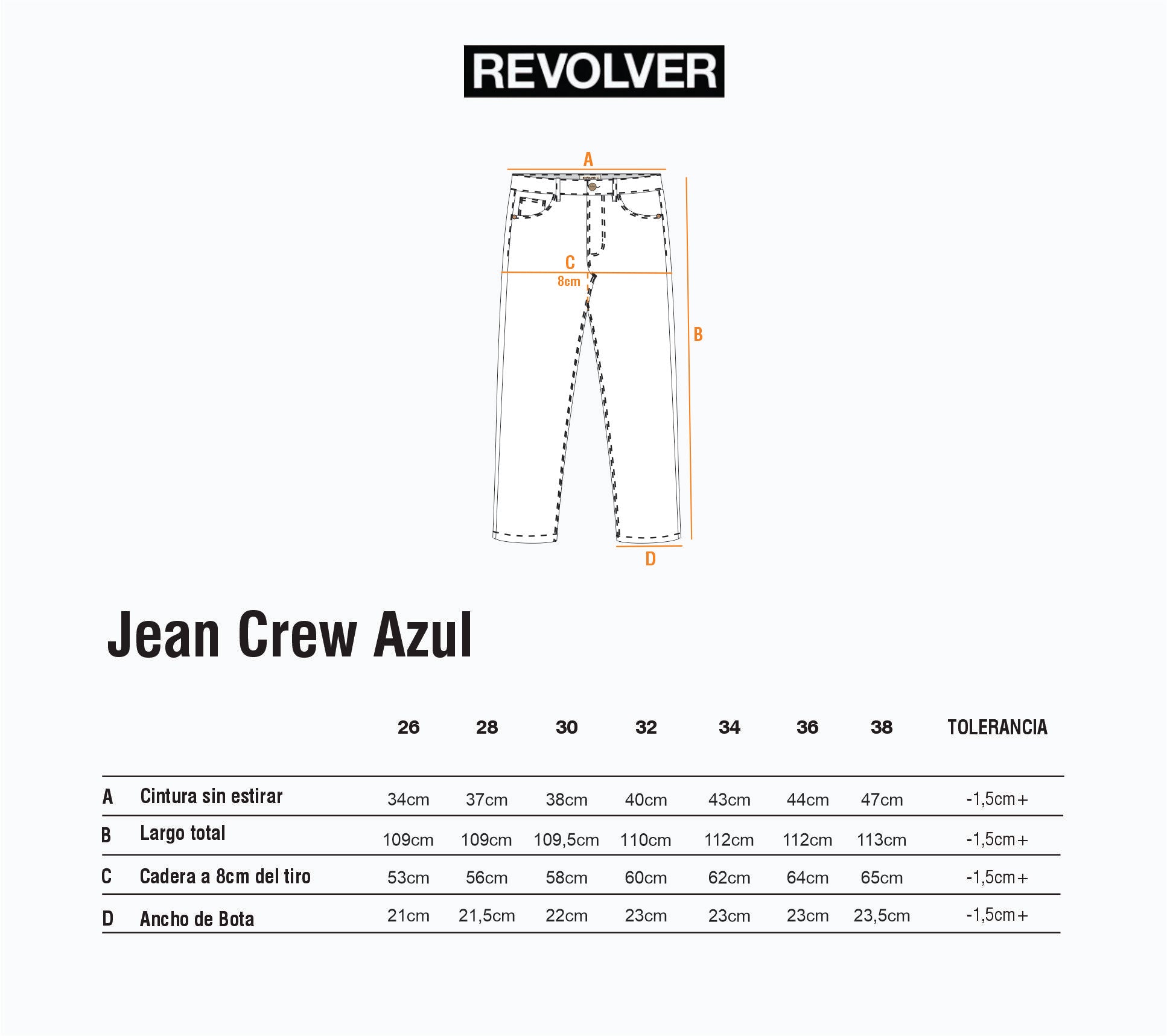 Guía de Talles - Jean Crew Denim Azul