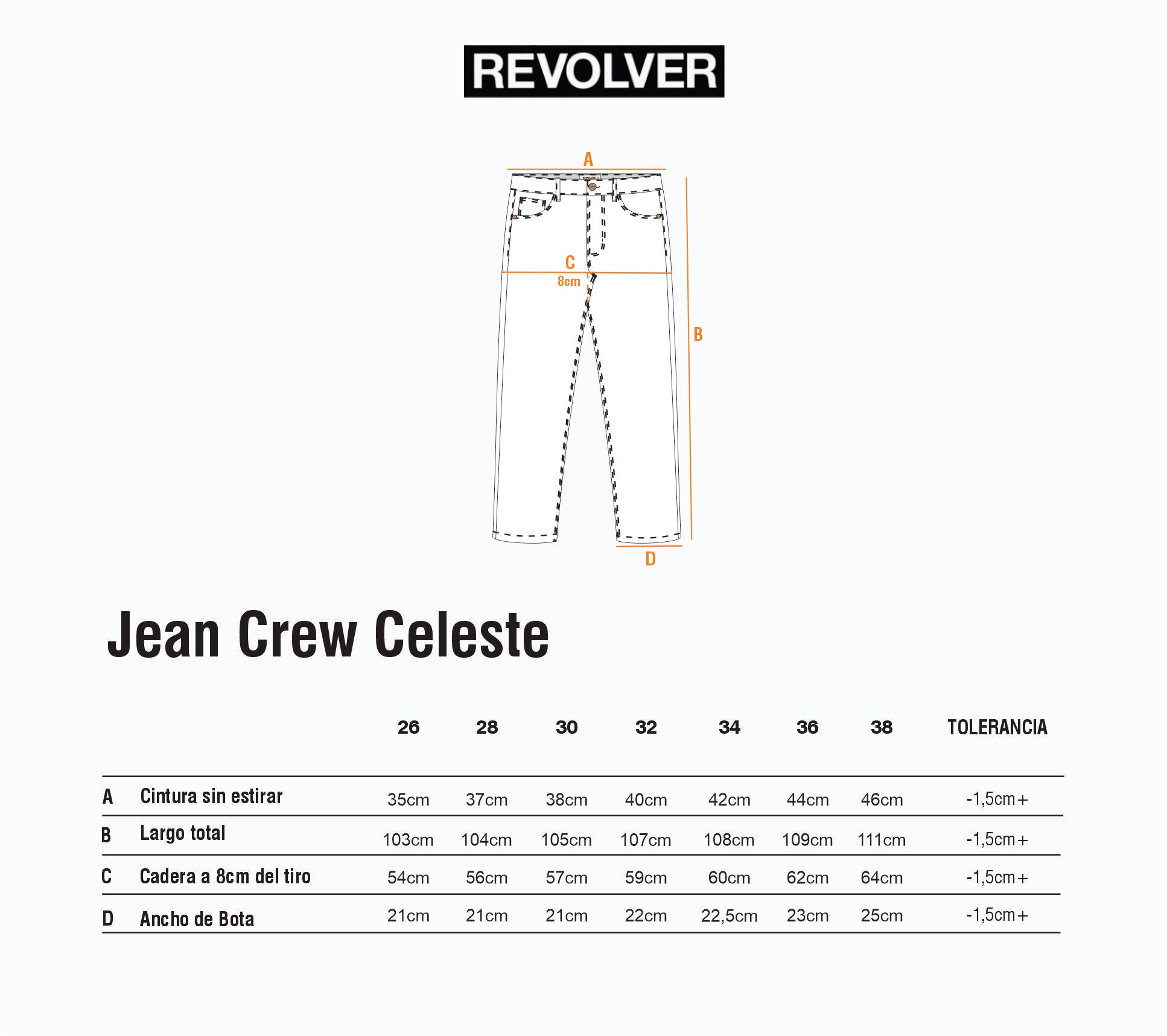 Guía de Talles - Jean Crew Denim Celeste