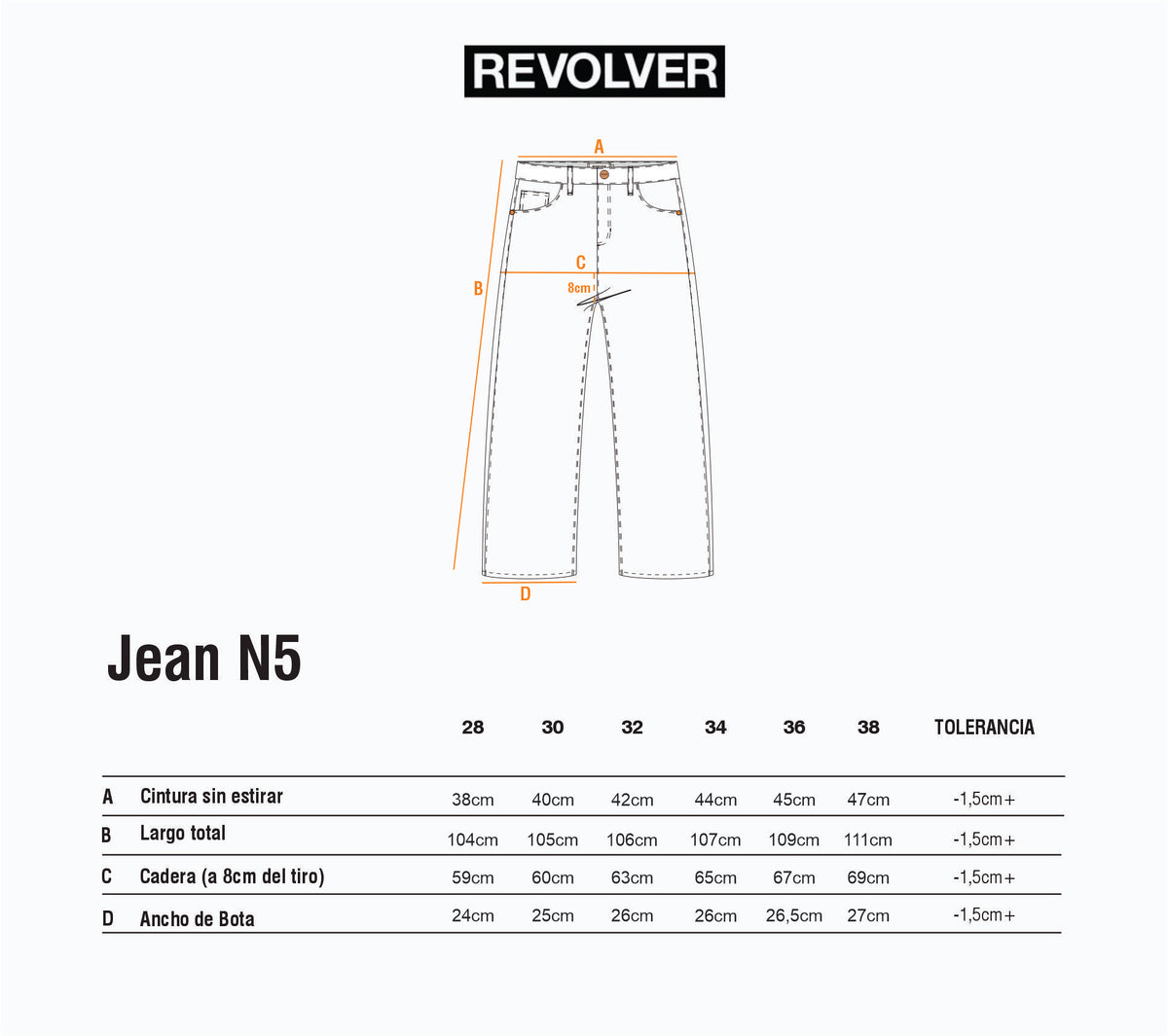 Guía de Talles - Jean N5 Negro
