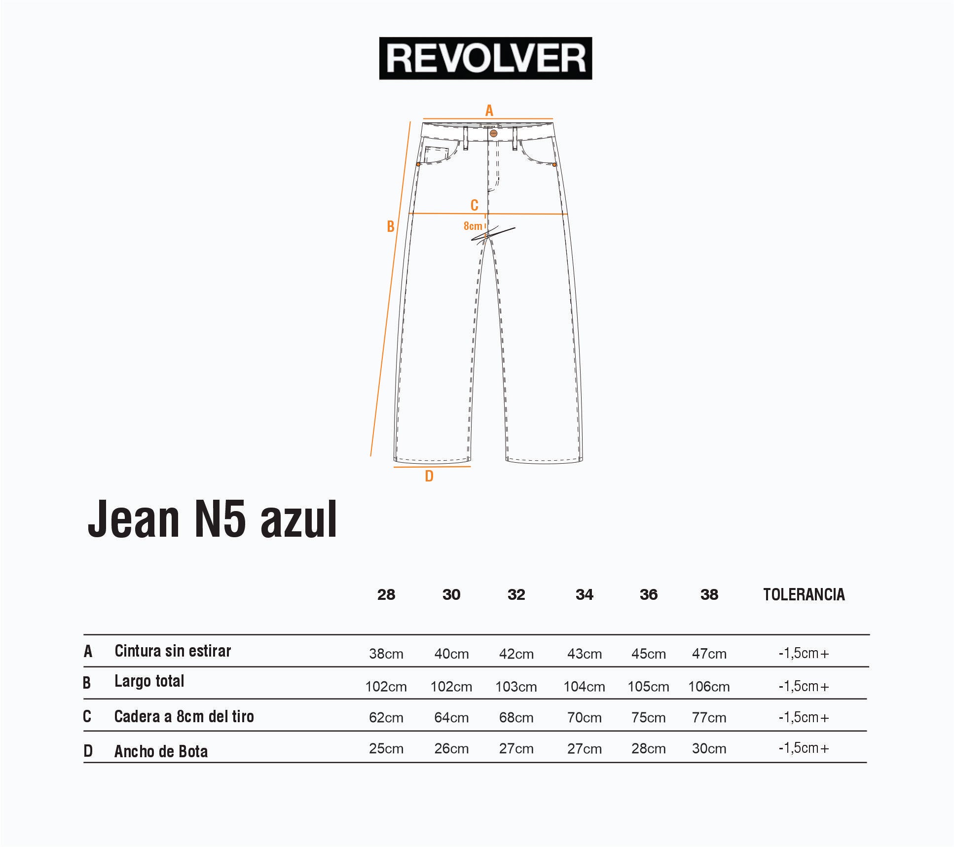 Guía de Talles - Jean N5 Azul
