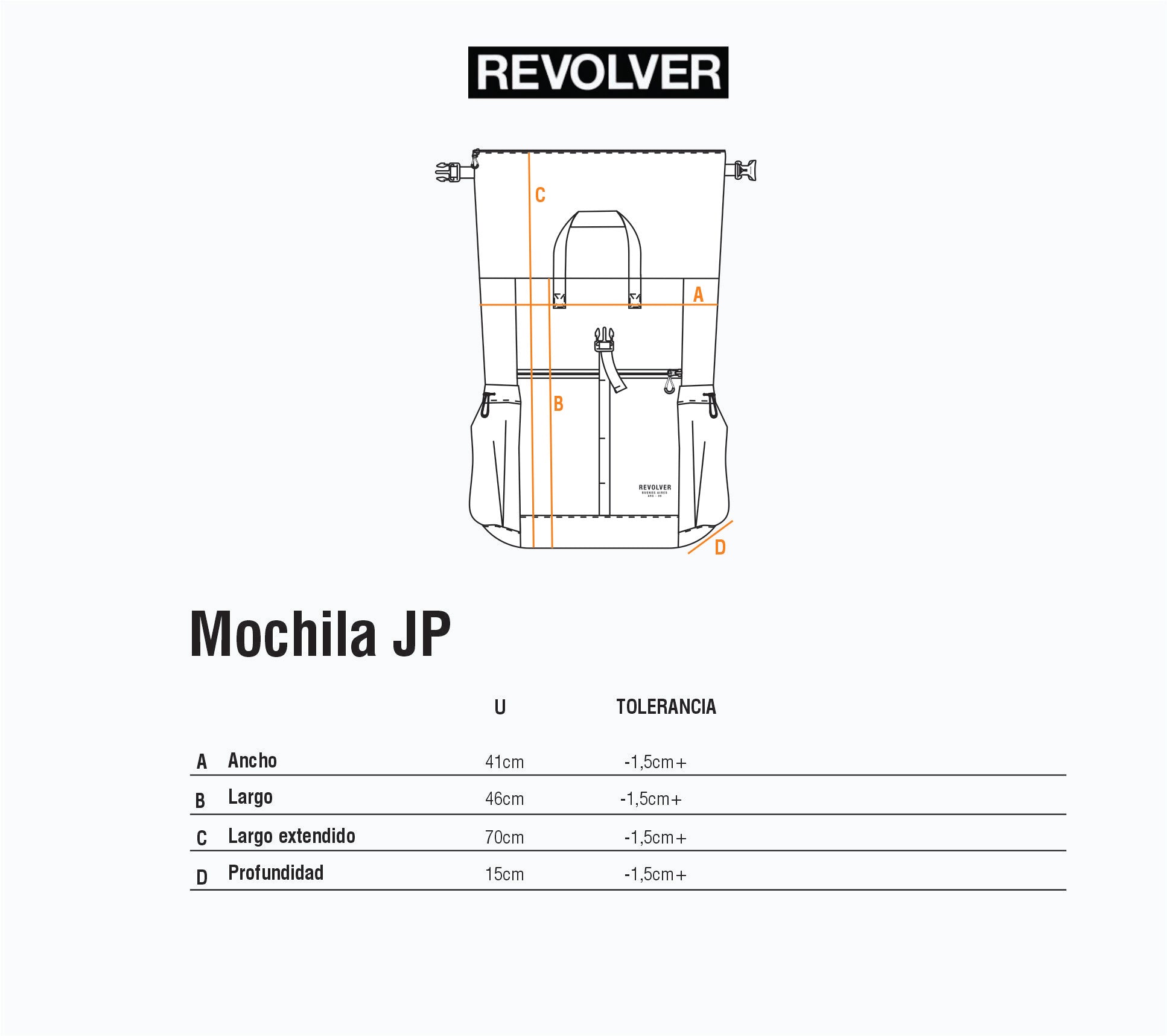 Guía de Talles - Mochila Jp Negro