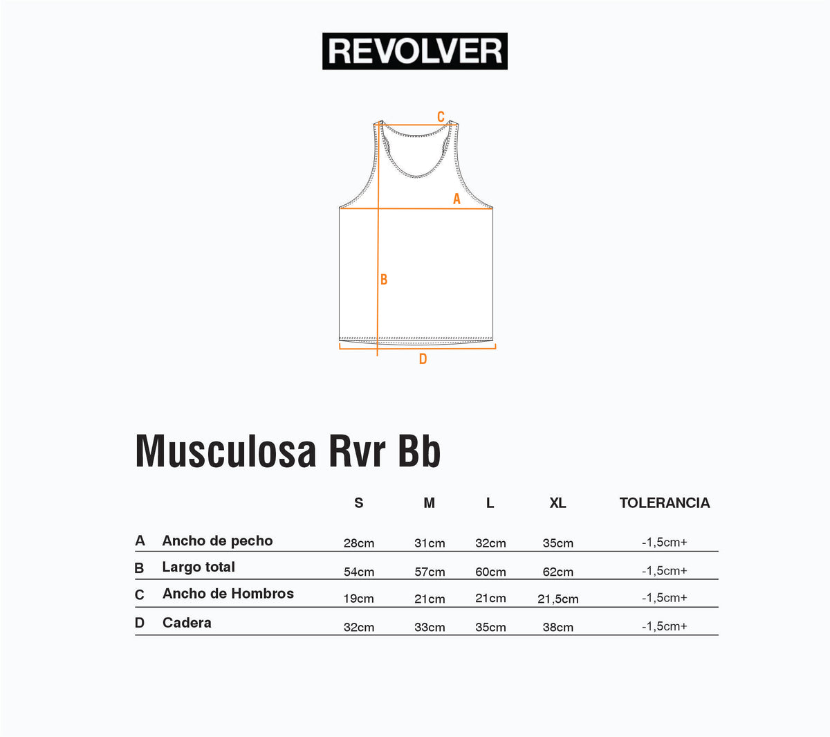 Guía de Talles - Musculosa RVR BB Blanco
