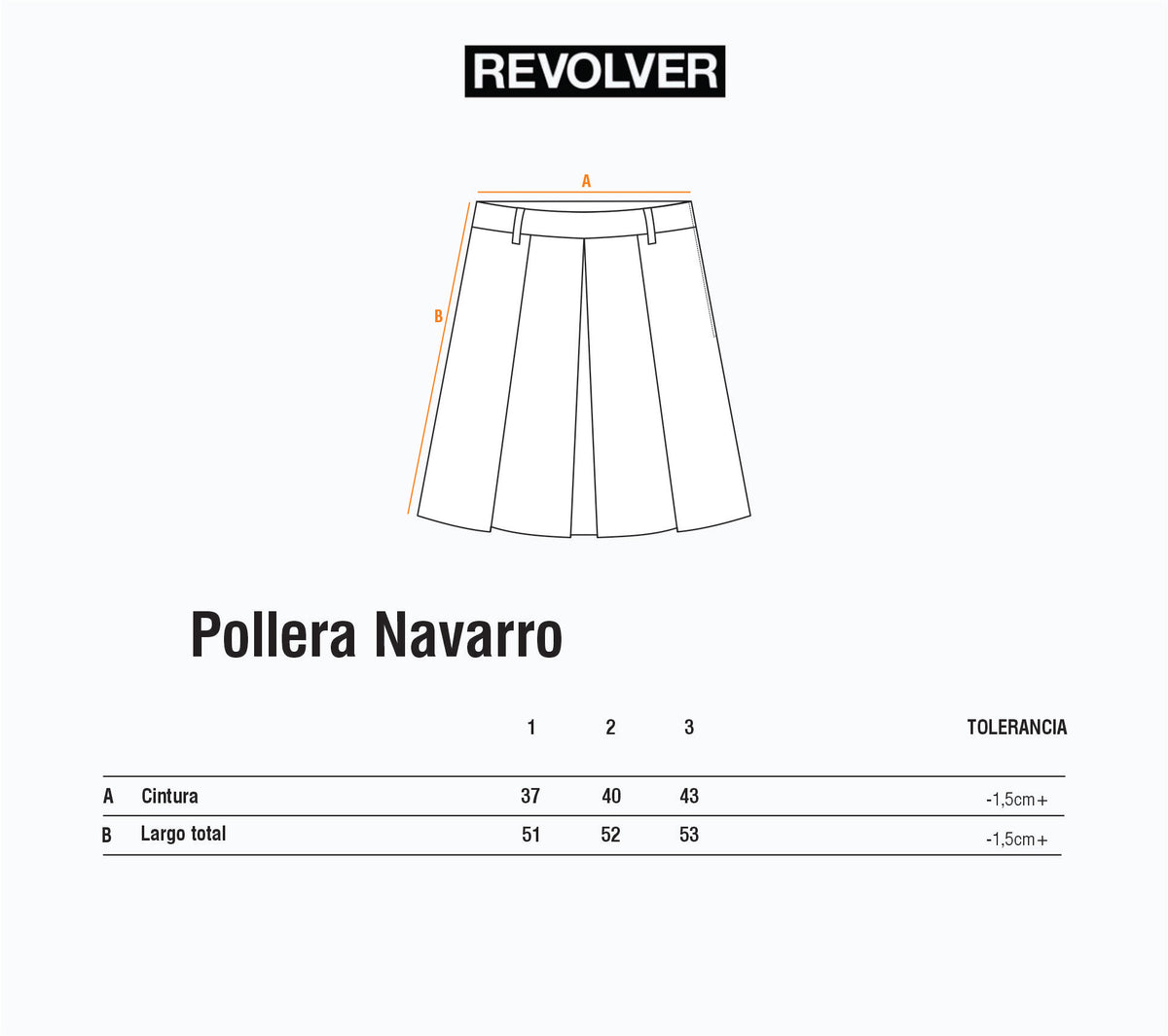 Guía de Talles - Pollera Navarro Azul