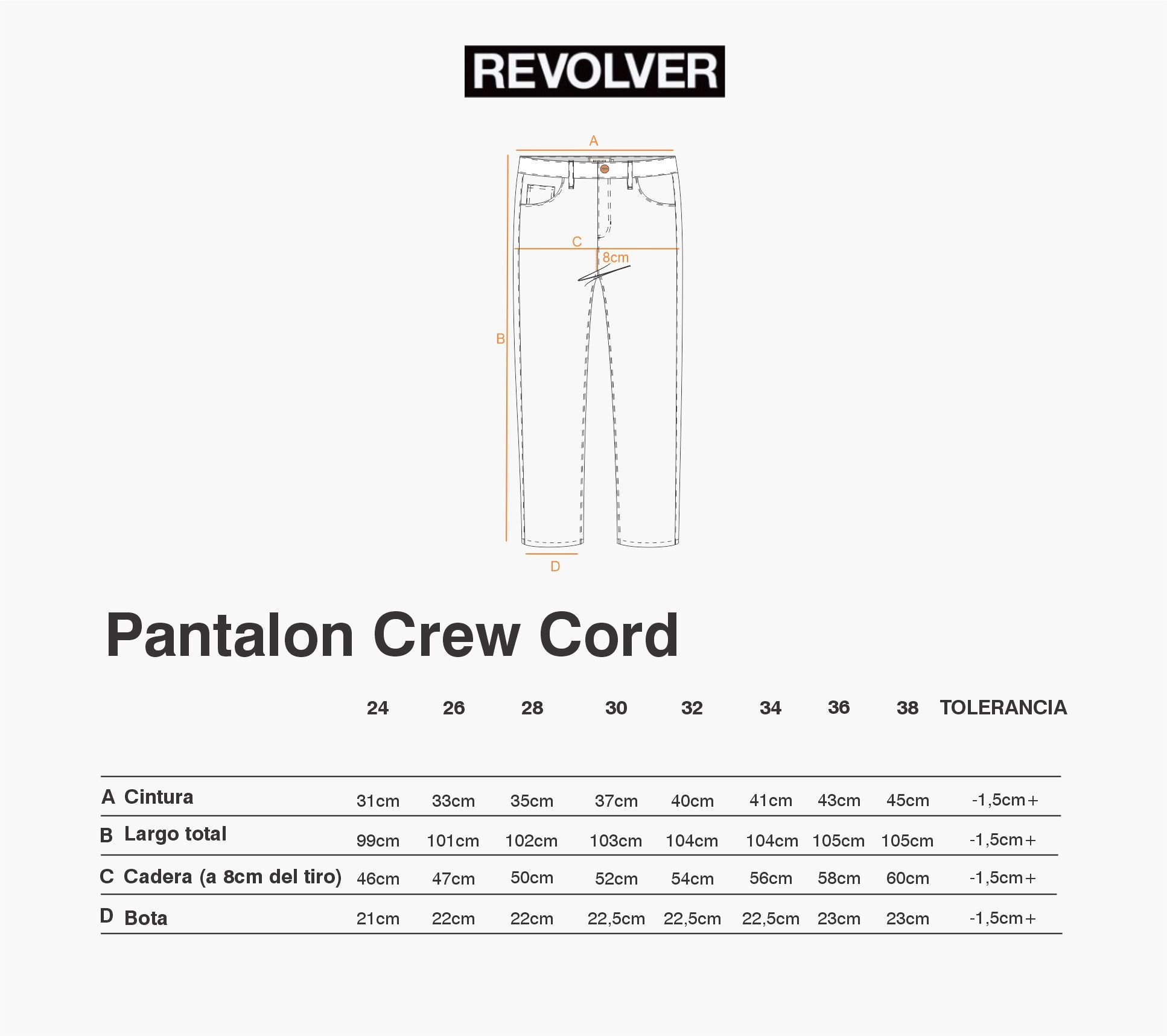Guía de Talles - Pantalón Crew Cord Bordeaux
