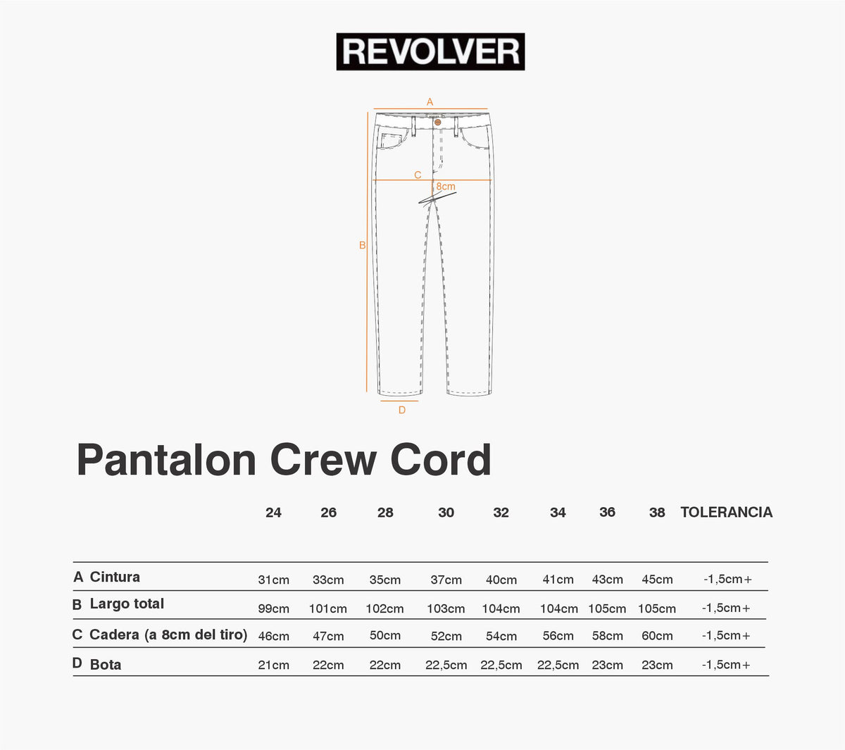Guía de Talles - Pantalón Crew Cord Camel