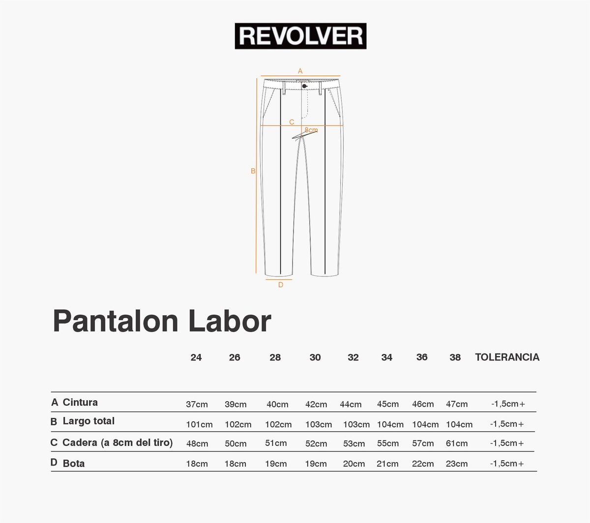 Guía de Talles - Pantalón Labor Verde