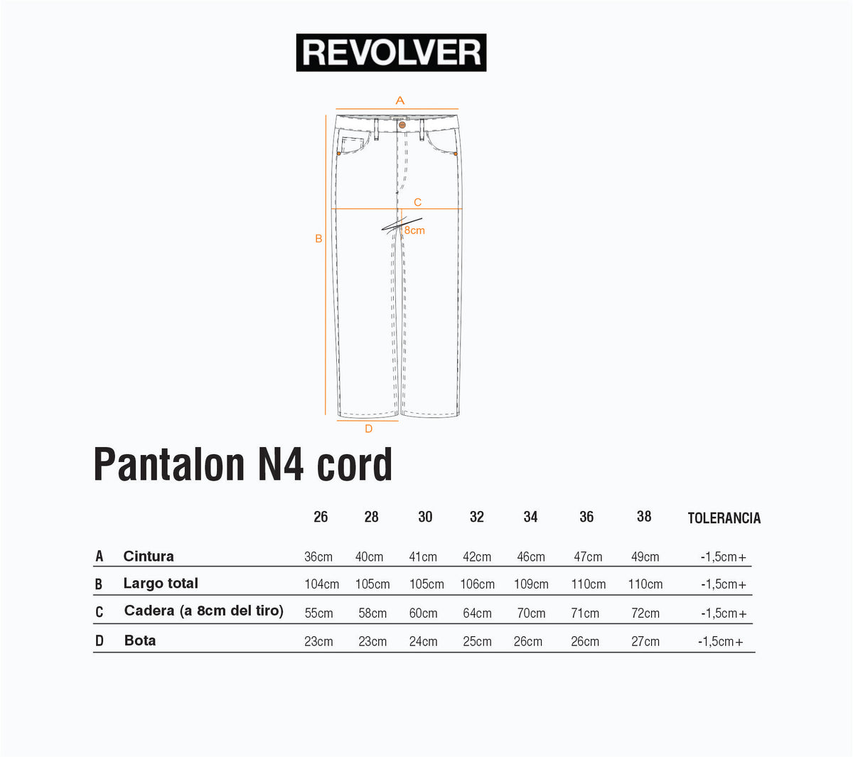 Guía de Talles - Pantalón N4 Cord Azul