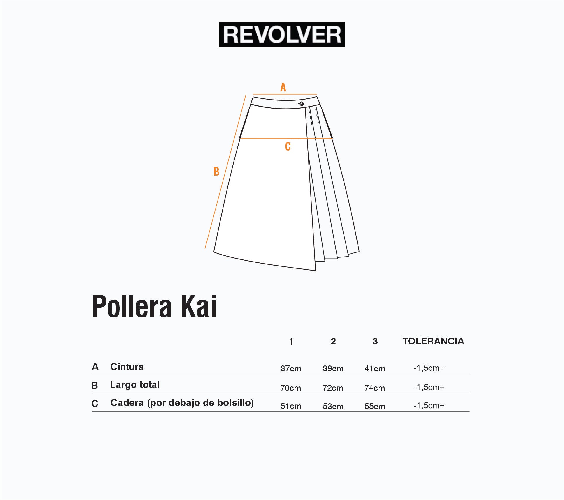 Guía de Talles - Pollera Kai Gris