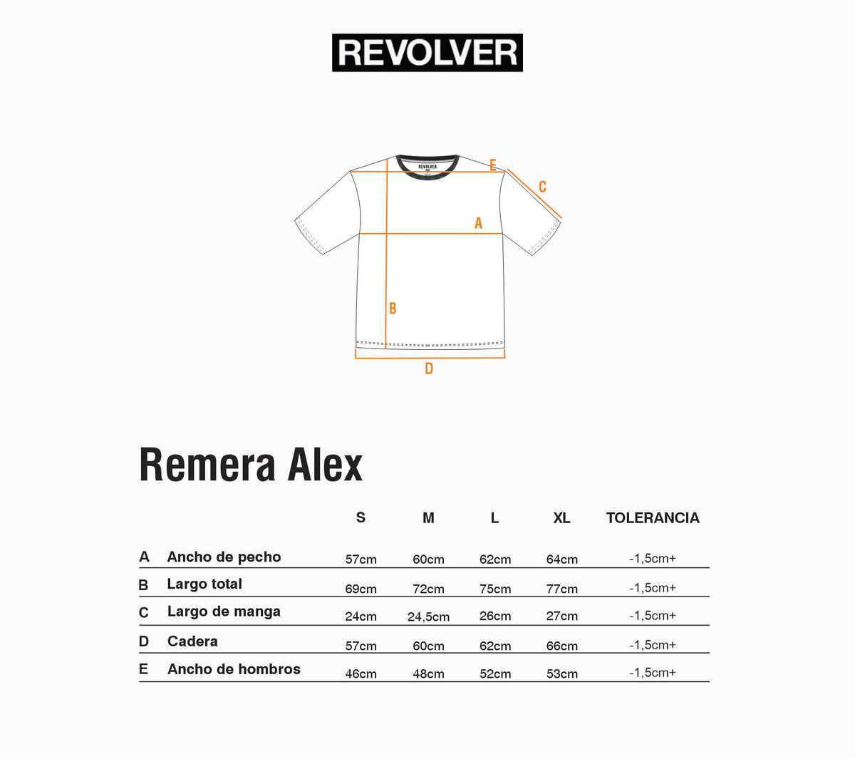 Guía de Talles - Remera Alex Blanco